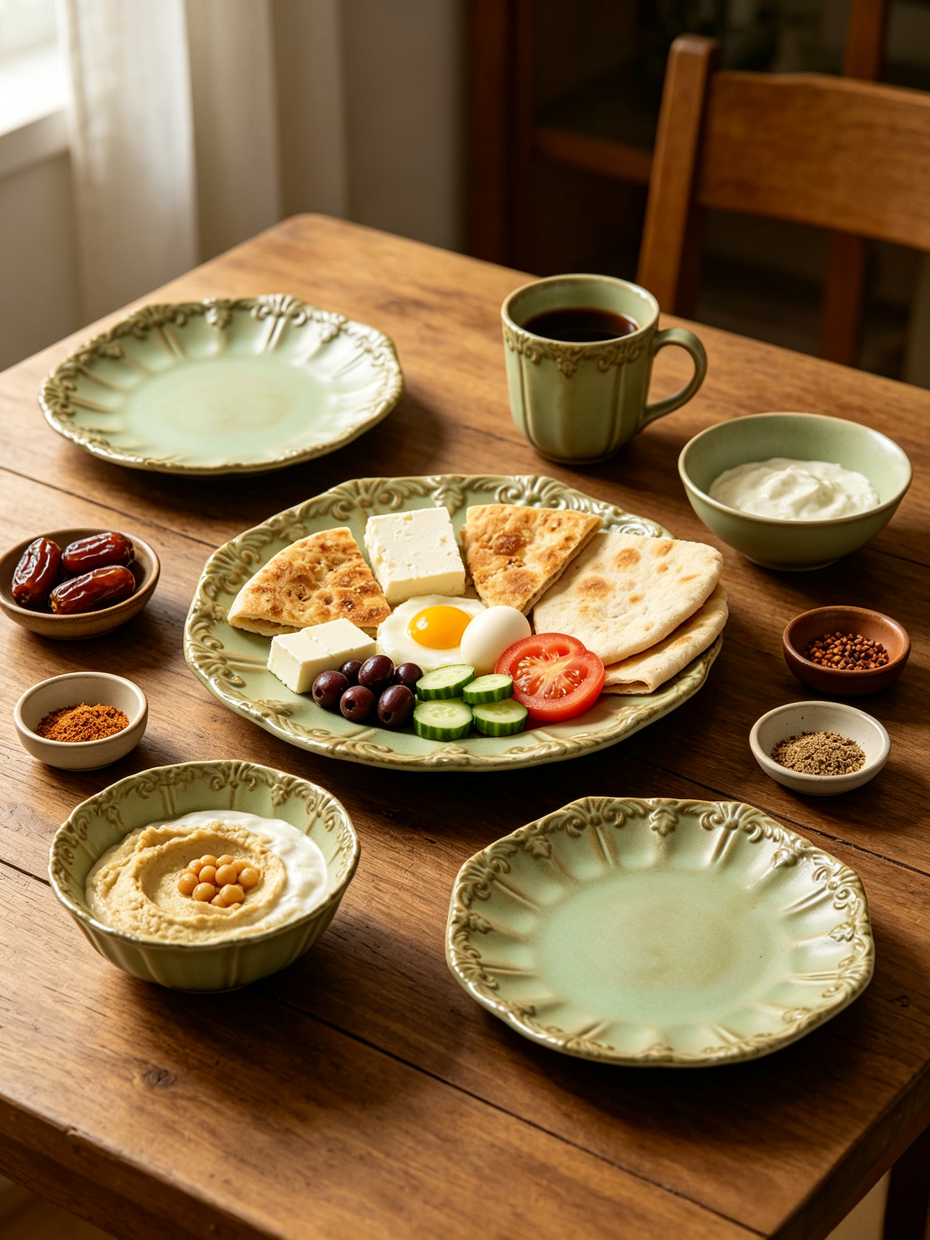 Green Self Design Dinnerware Set