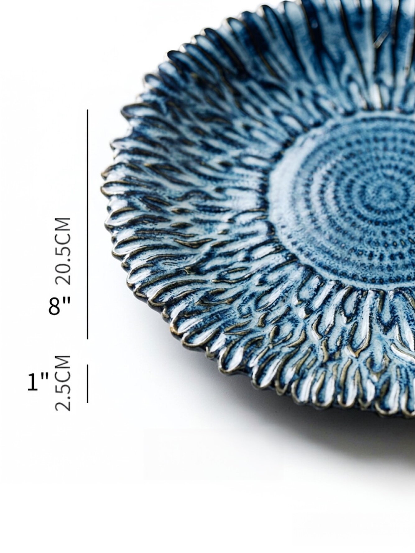 3-Piece Sunflower Shape Kiln Glaze Ceramic Plates
