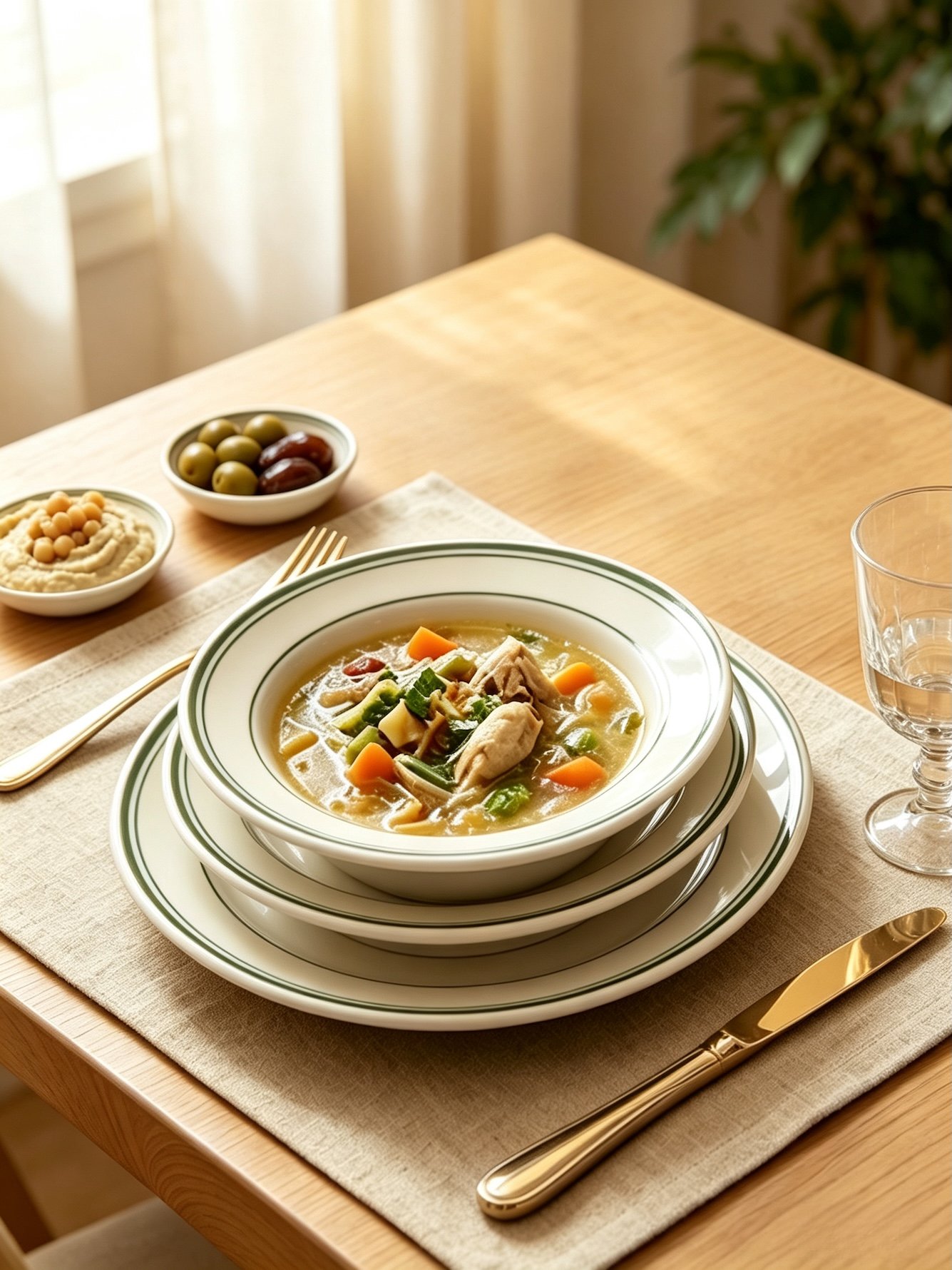White Striped Dinnerware Set