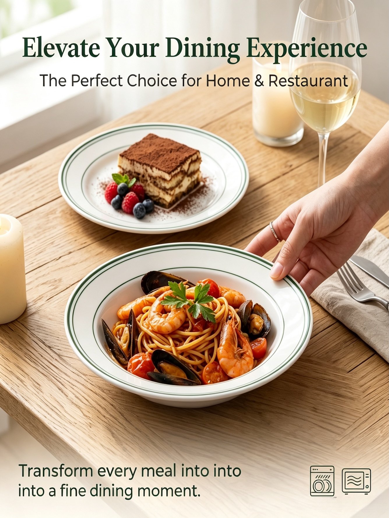 White Striped Dinnerware Set