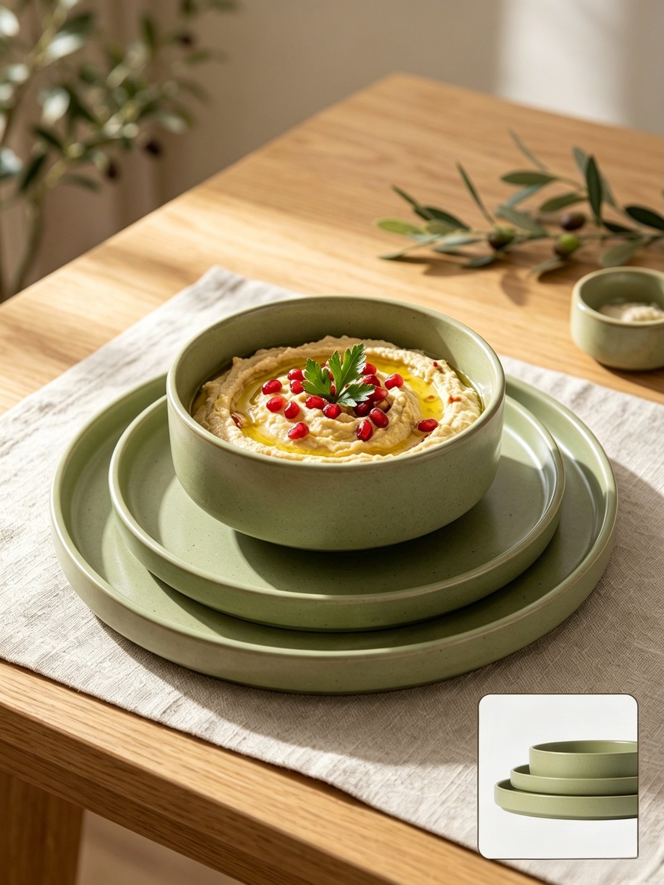 Green Solid Dinnerware Set