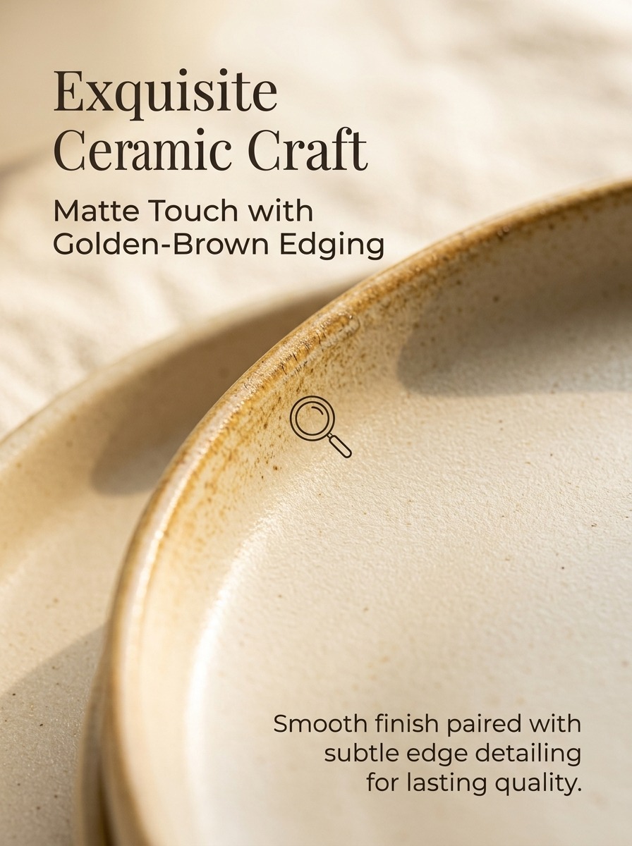 Beige Solid Dinner Set
