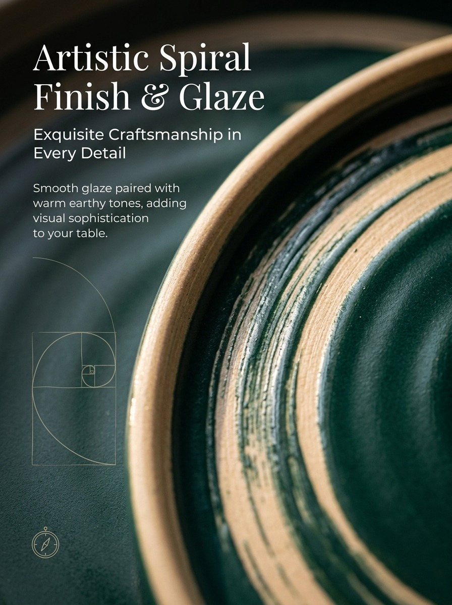 Dark Green Striped Dinner Set