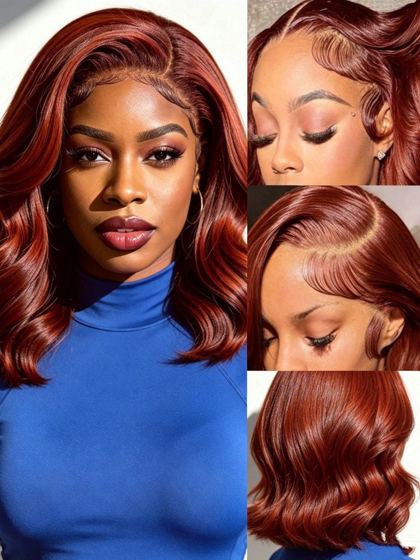 Burgundy Wavy Full Wig