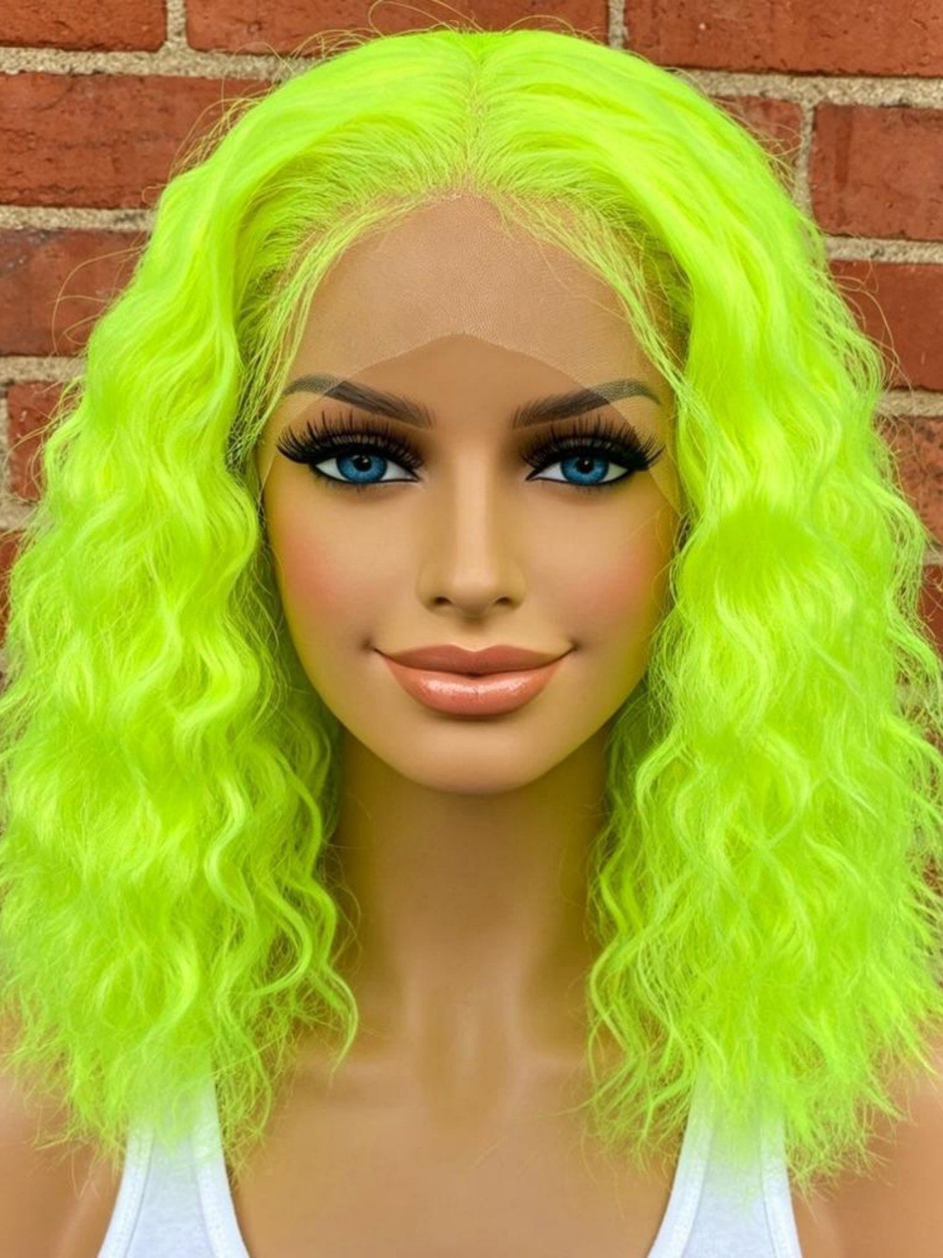 Neon Green Wavy Full Wig