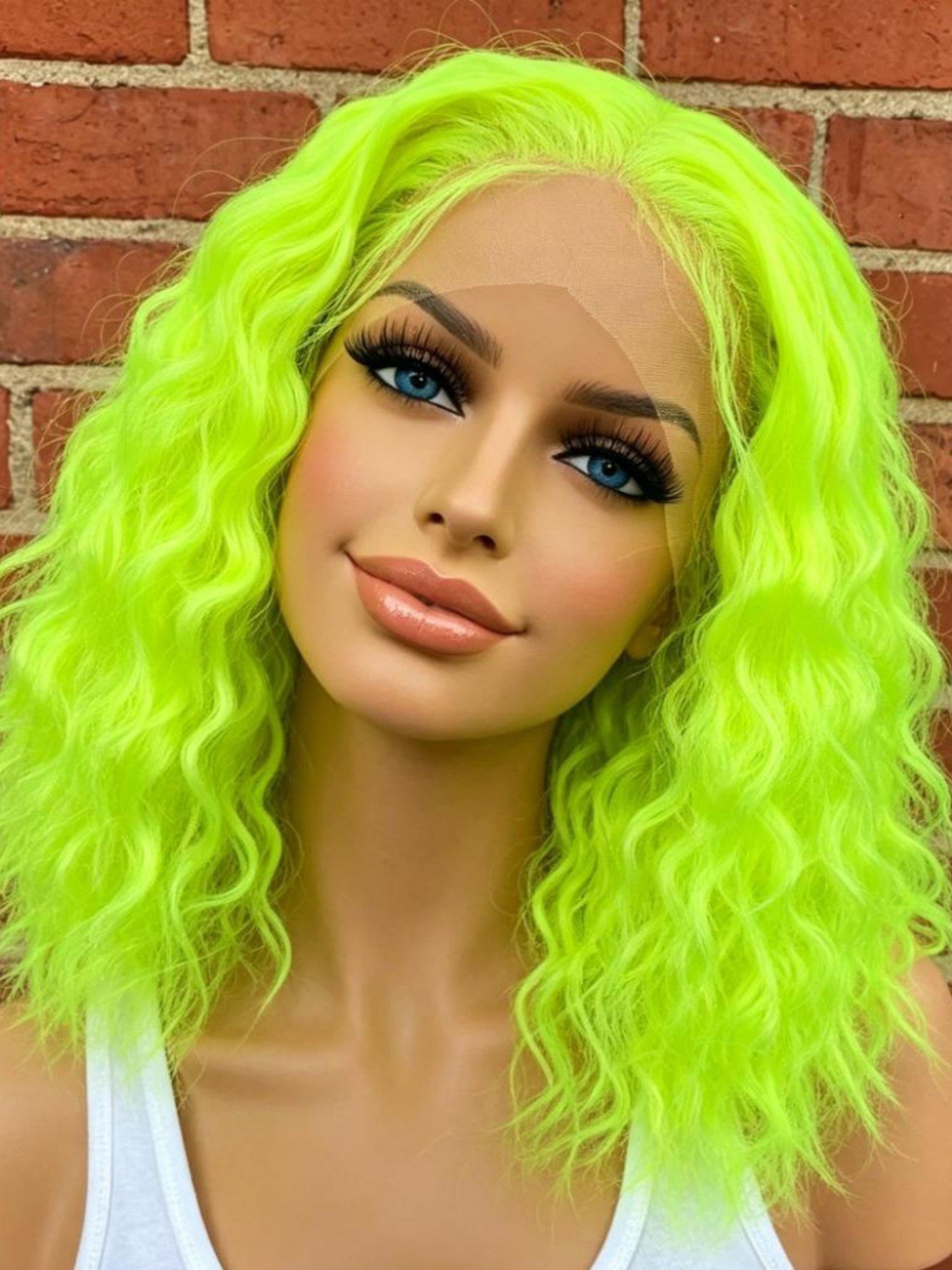 Neon Green Wavy Full Wig