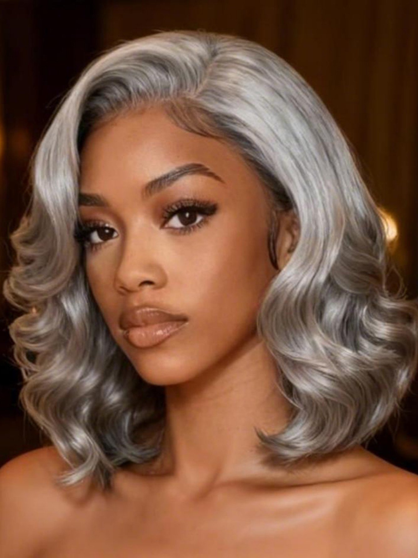 Grey Wavy Bob Wig
