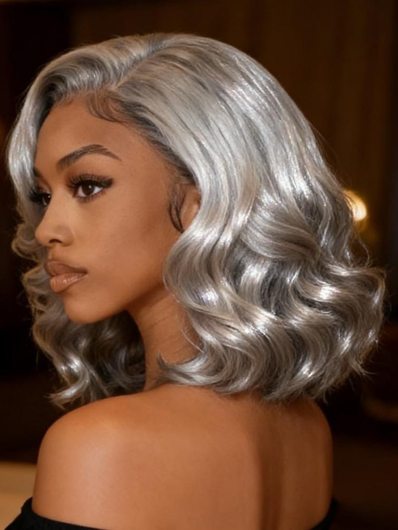 Grey Wavy Bob Wig
