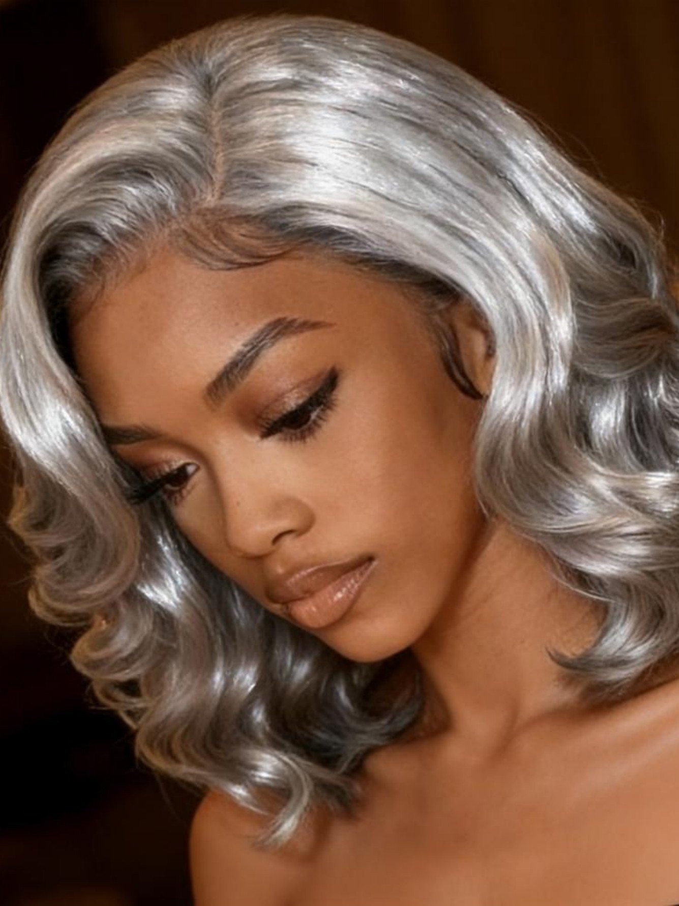 Grey Wavy Bob Wig