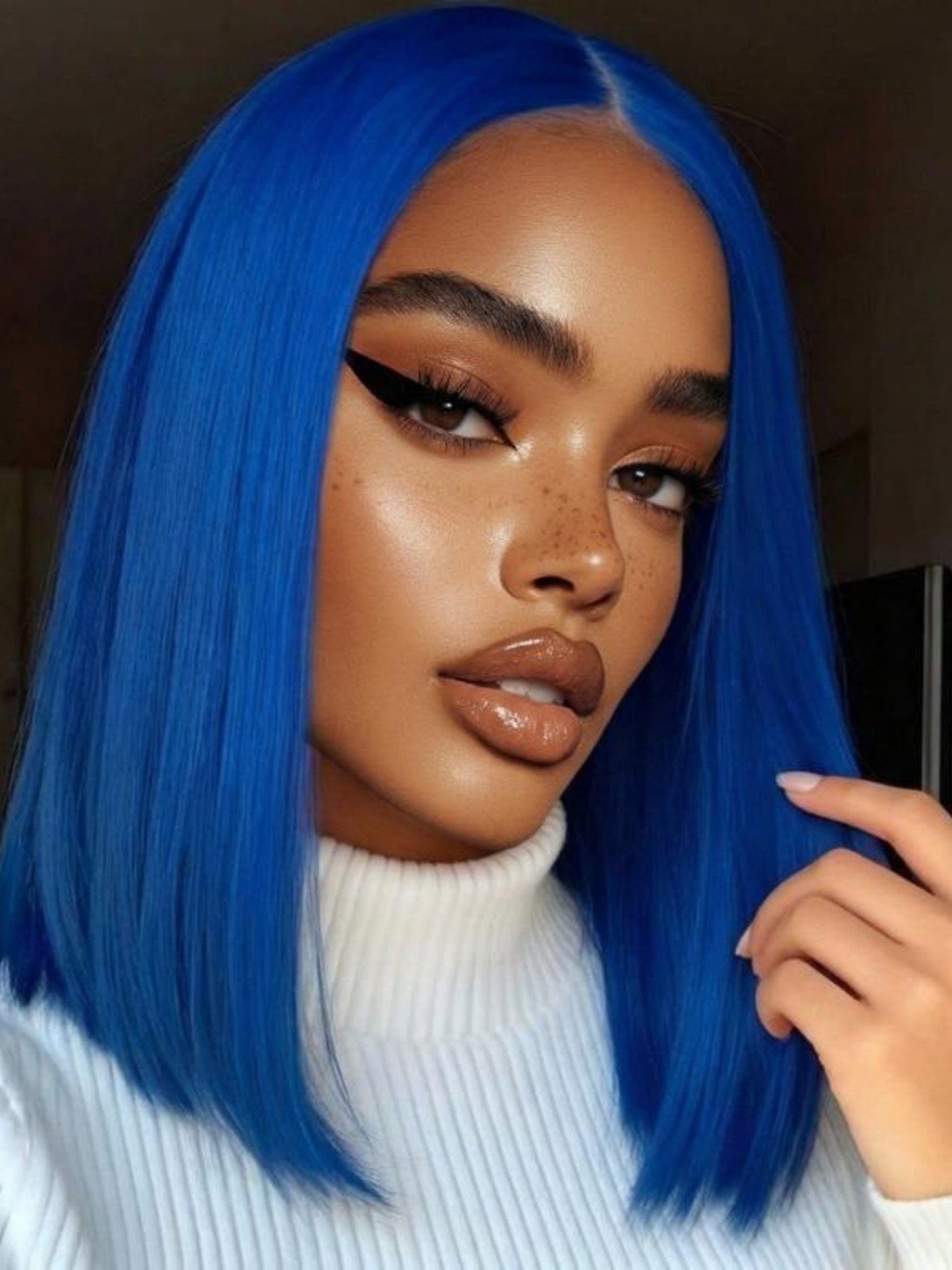 Striking Royal Blue Straight Synthetic Lace Front Wig - Heat Resistant Fiber
