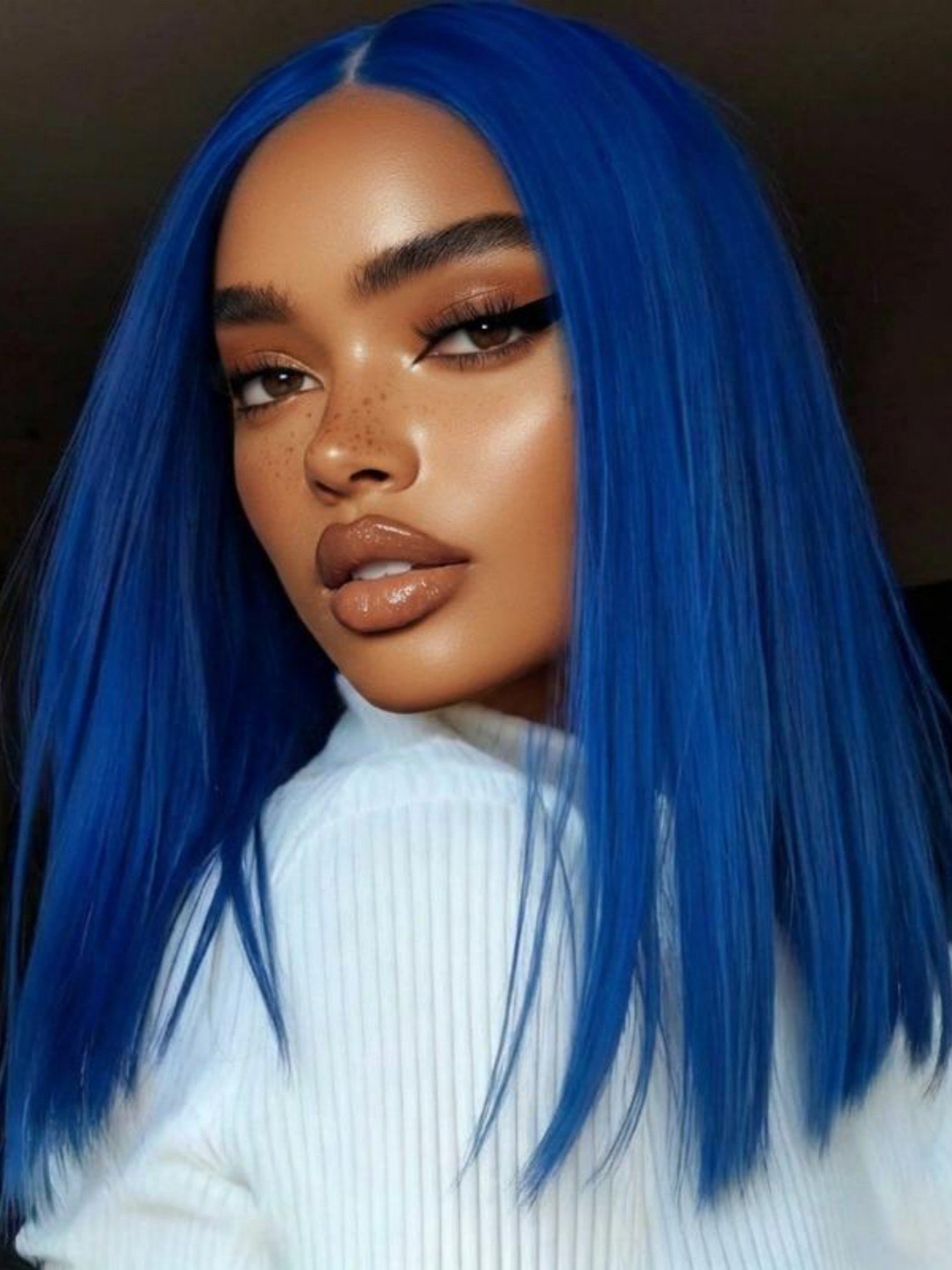 Striking Royal Blue Straight Synthetic Lace Front Wig - Heat Resistant Fiber