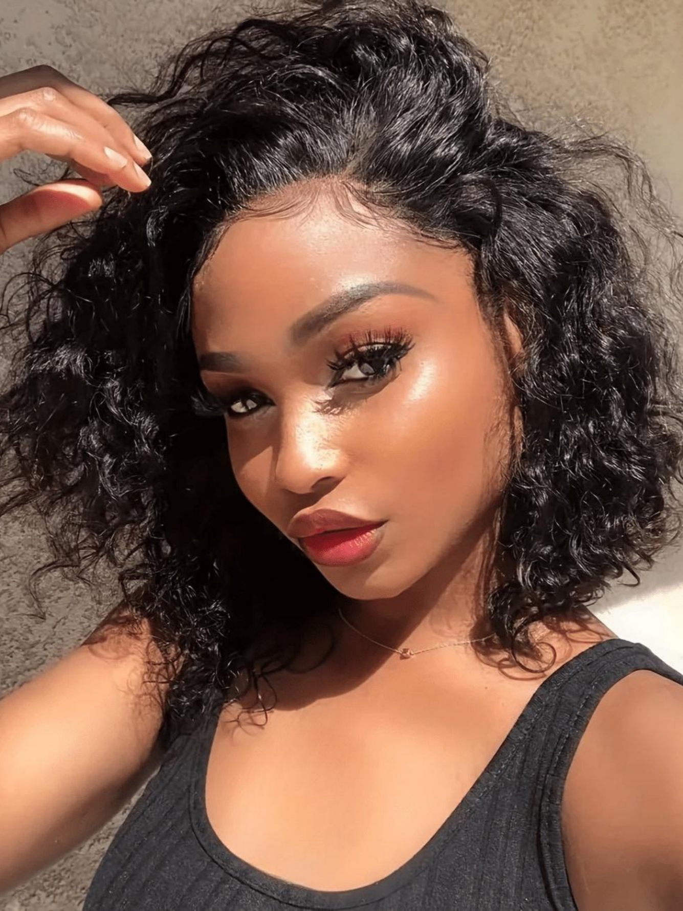 Black Curly Short Wig