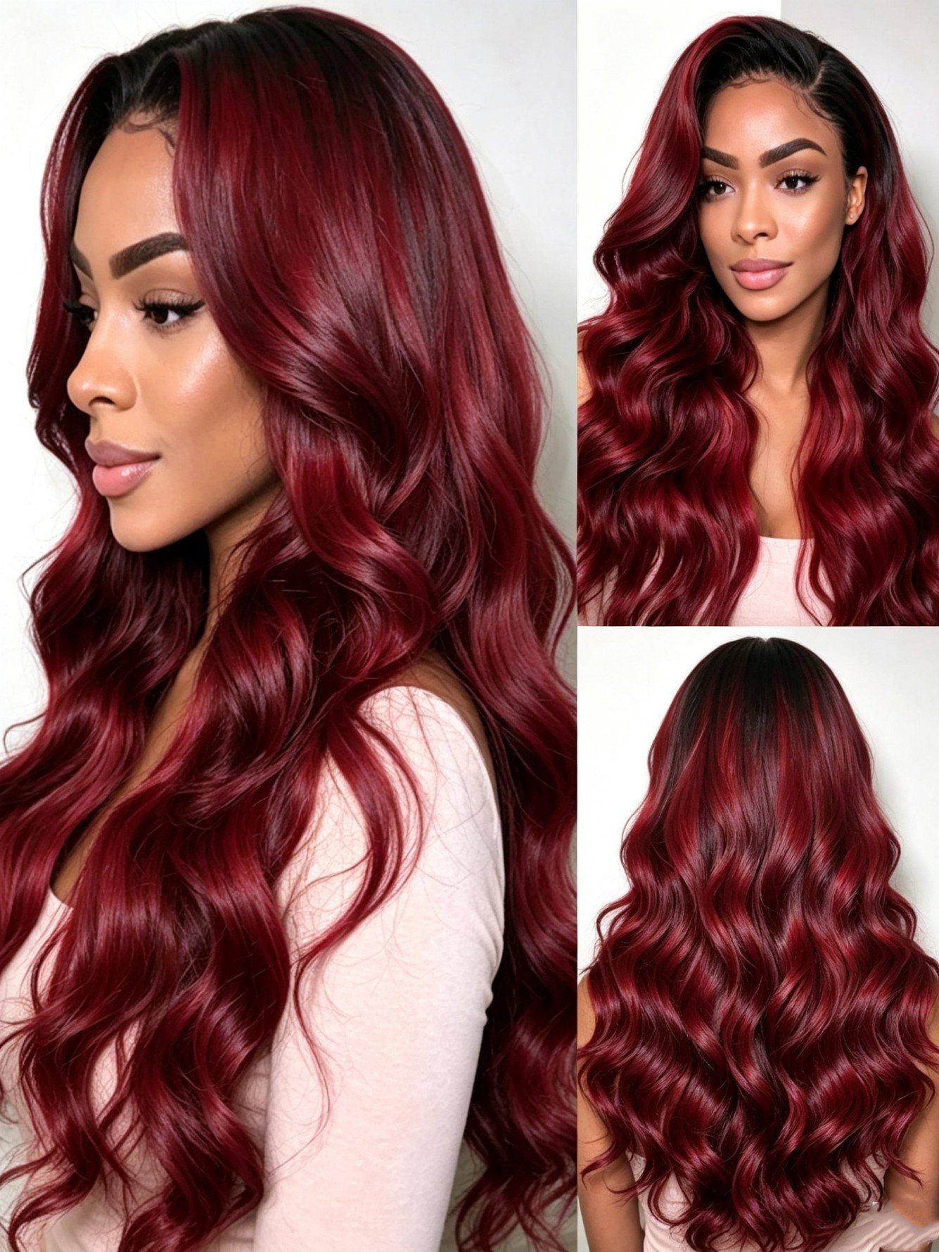 Burgundy Body Wave Synthetic Lace Front Wig