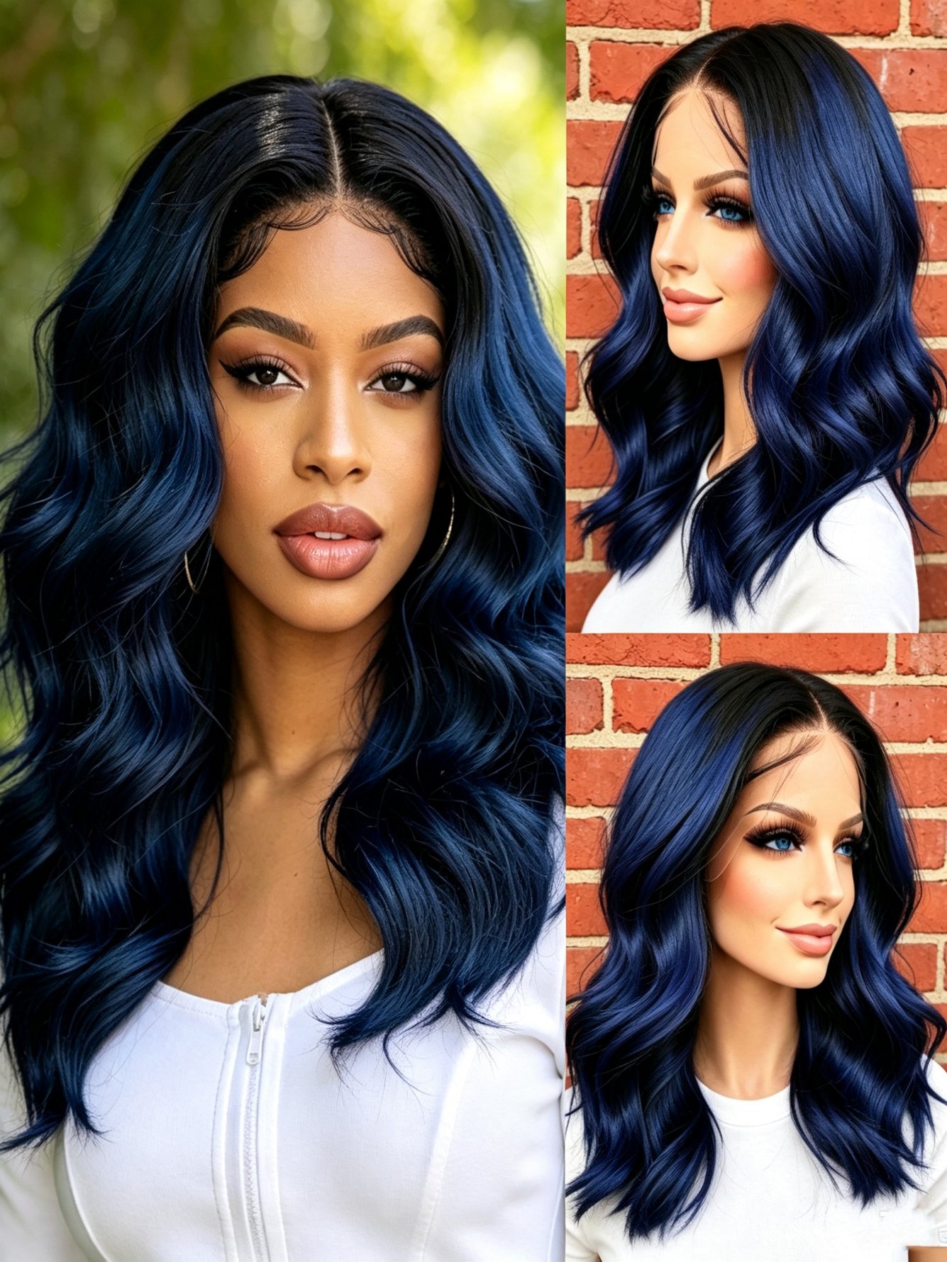 Dark Blue Wavy Wig