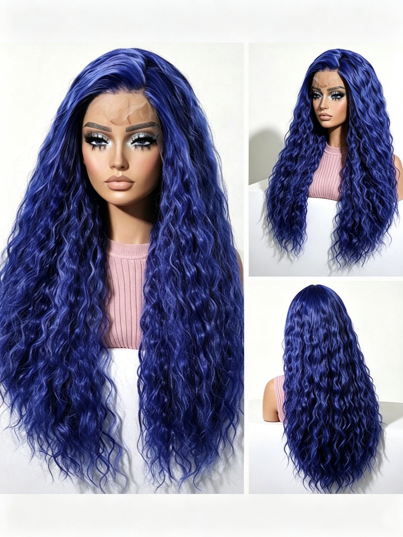 Blue Wavy Long Wig