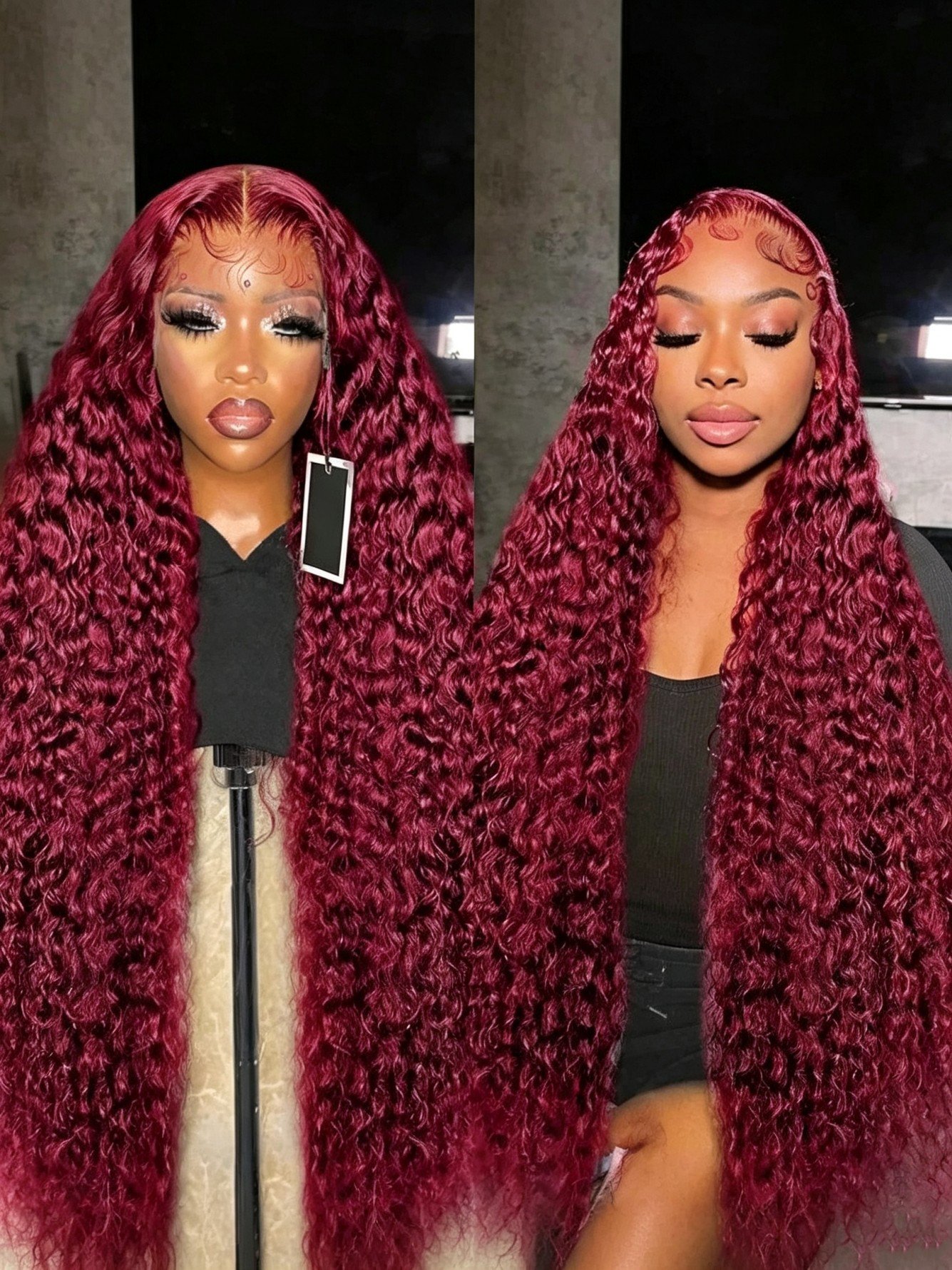 Burgundy Curly Wigs