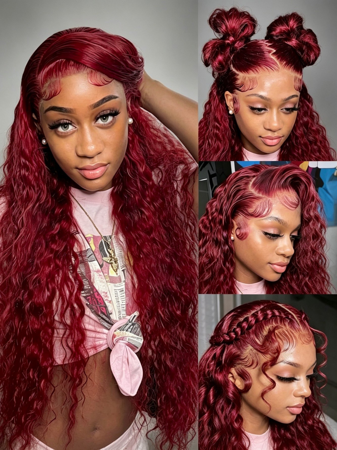 Burgundy Curly Wigs