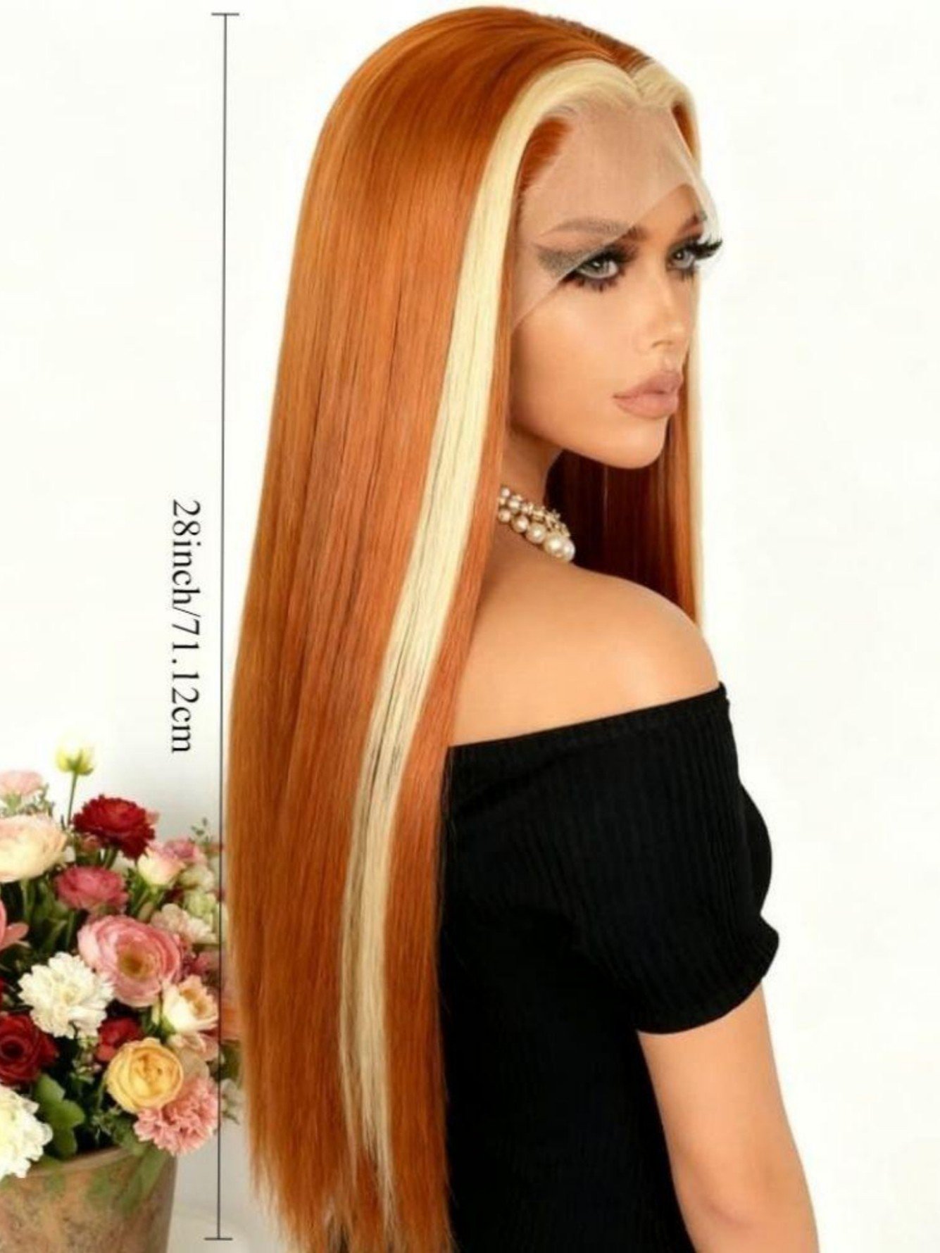 Multi Color Block Long Straight Wig