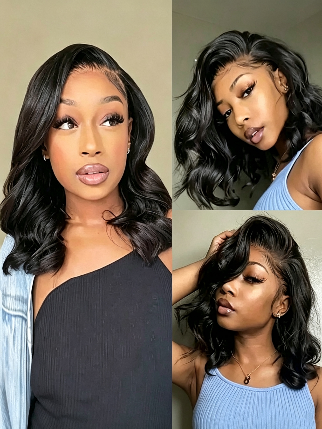Black Wavy Bob Wig