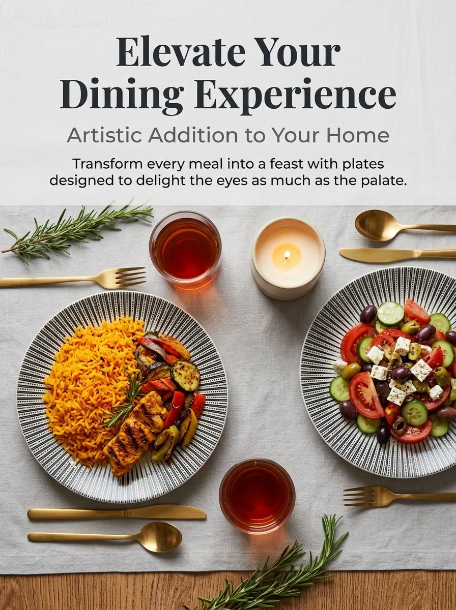 White Striped Dinner Plates