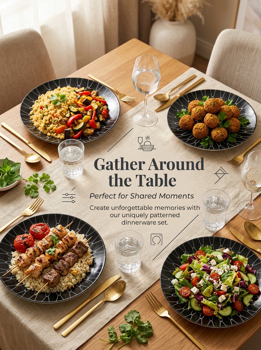 Black Printed Dinner Plates