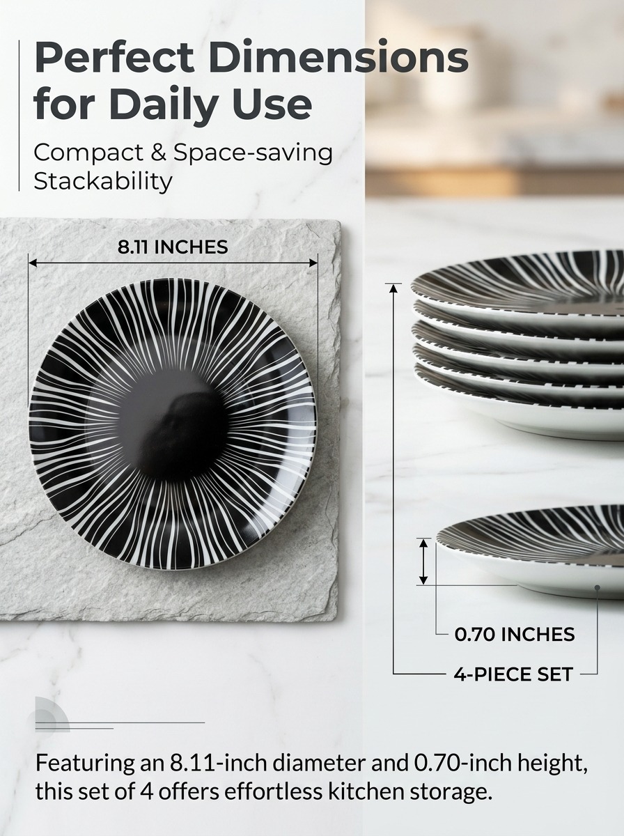 Black Striped Dinner Plates