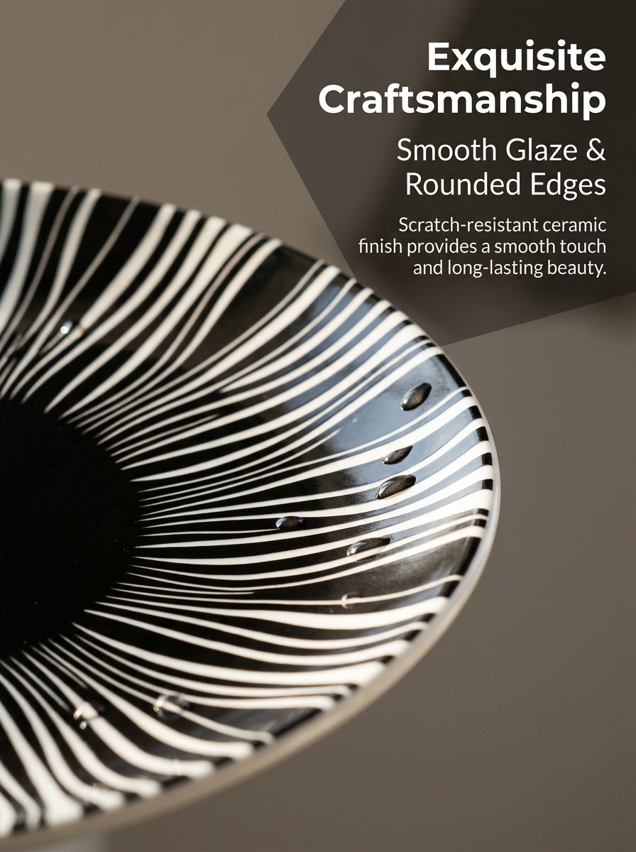 Black Striped Dinner Plates