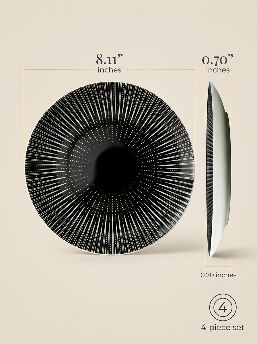 Black Striped Dinner Plates