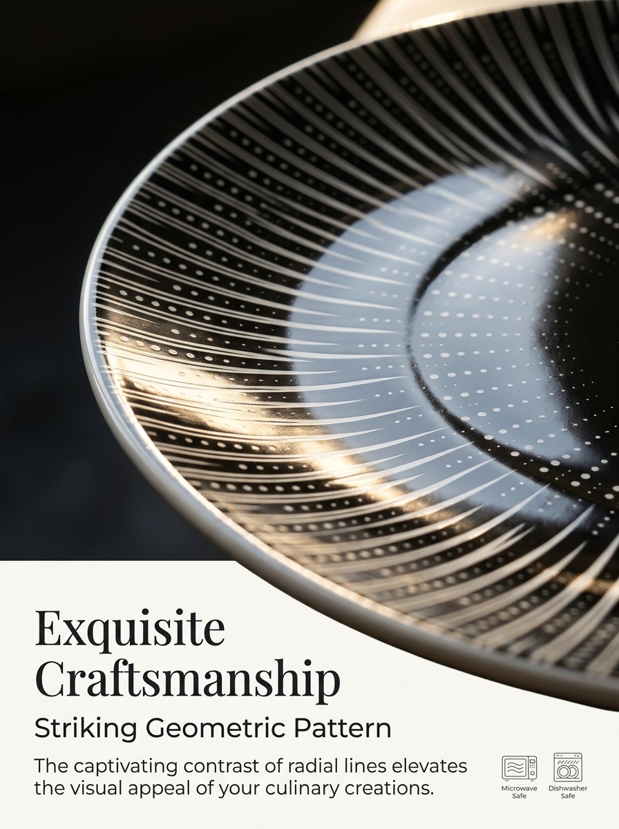 Black Striped Dinner Plates