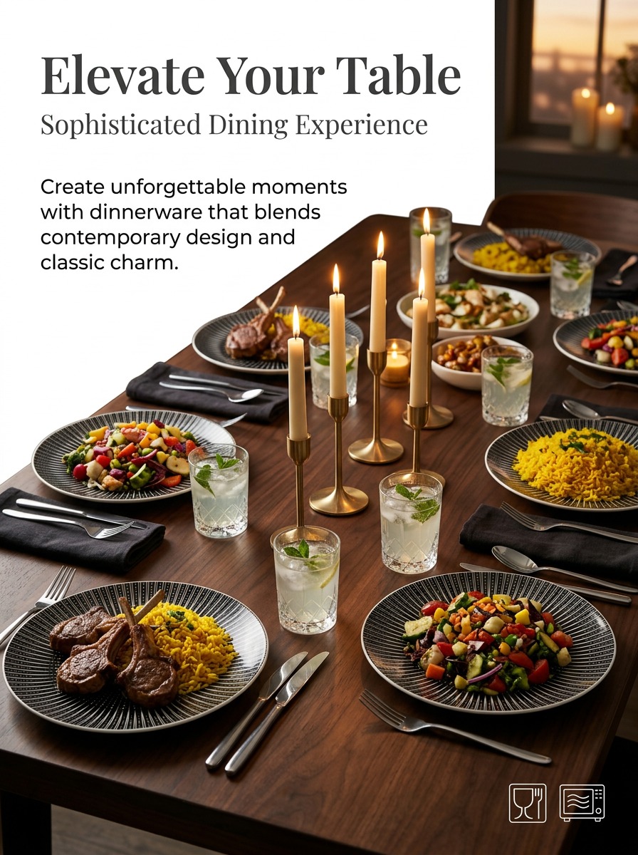 Black Striped Dinner Plates