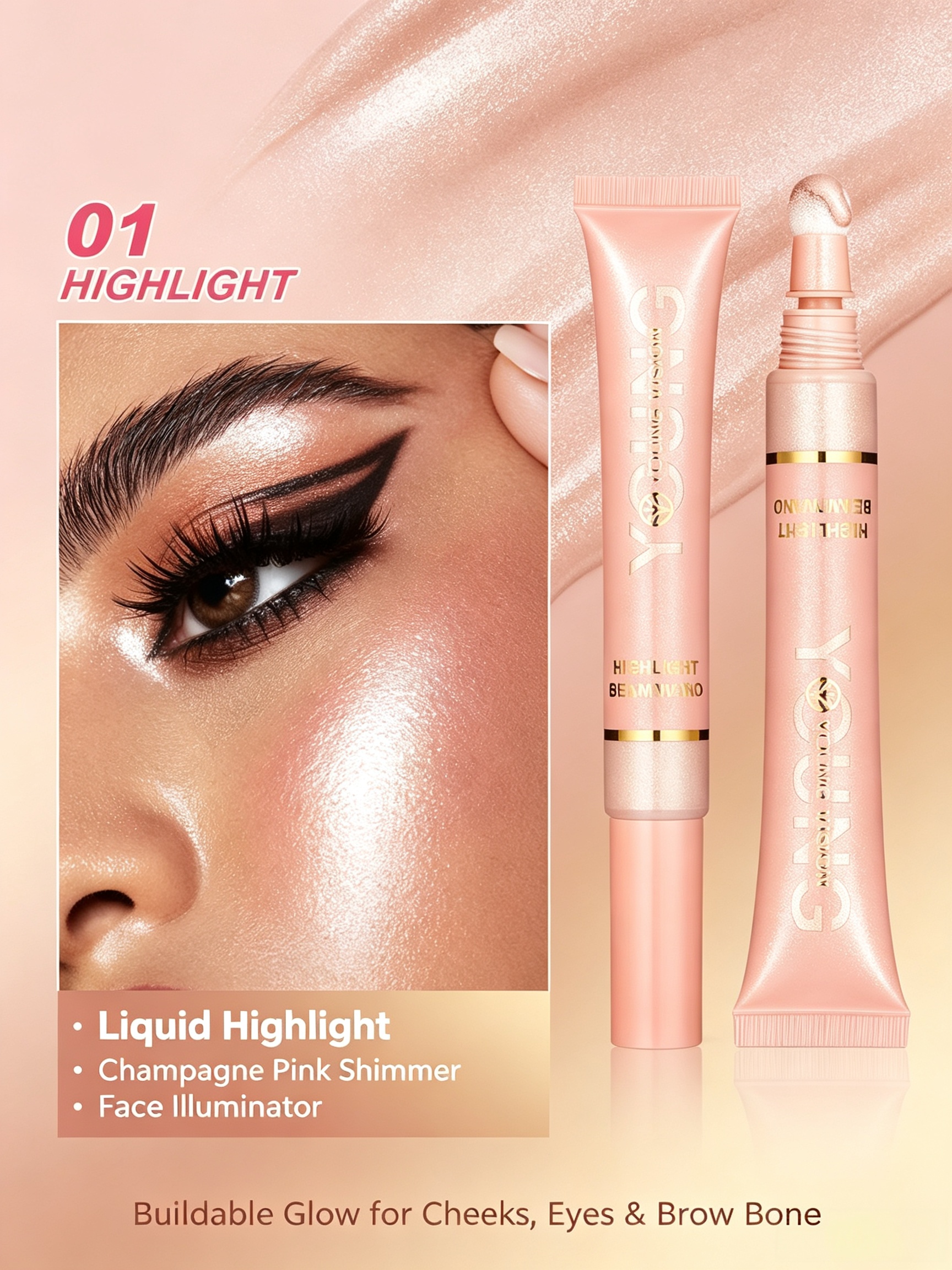 Champagne Pink Liquid Highlighter Wand
