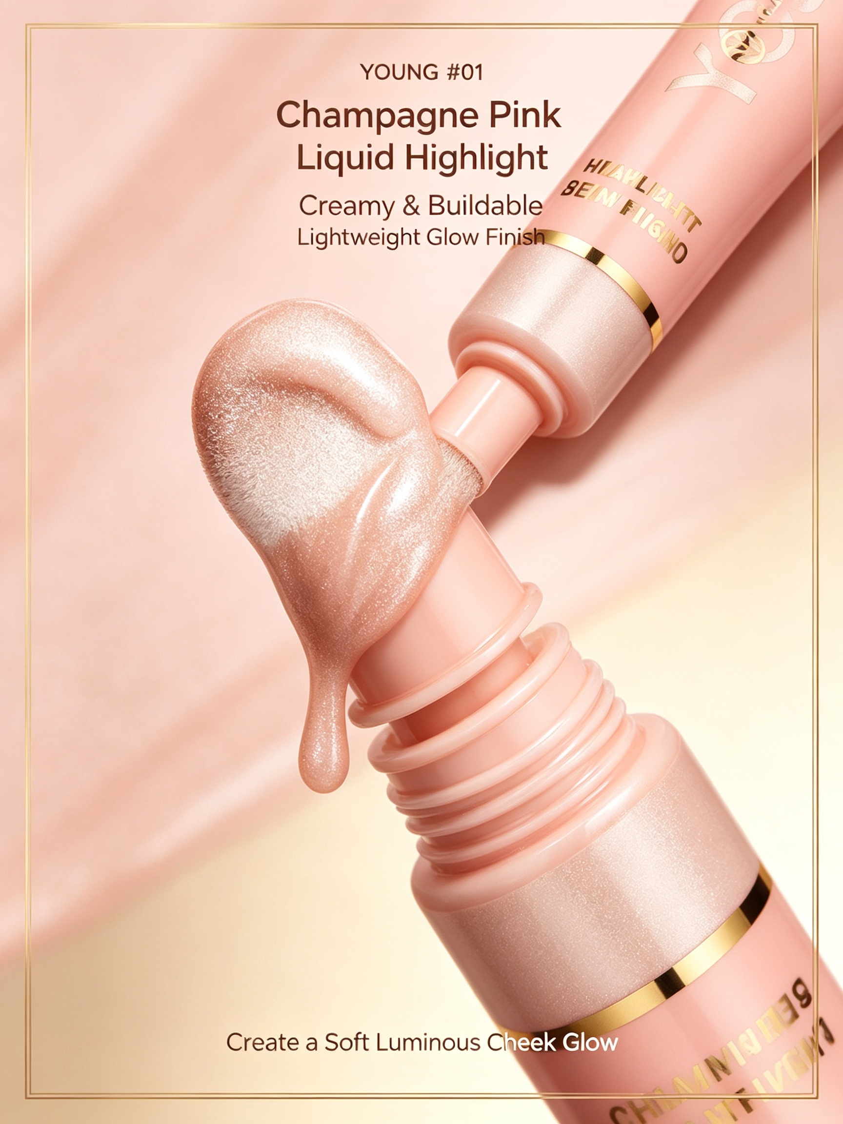 Champagne Pink Liquid Highlighter Wand