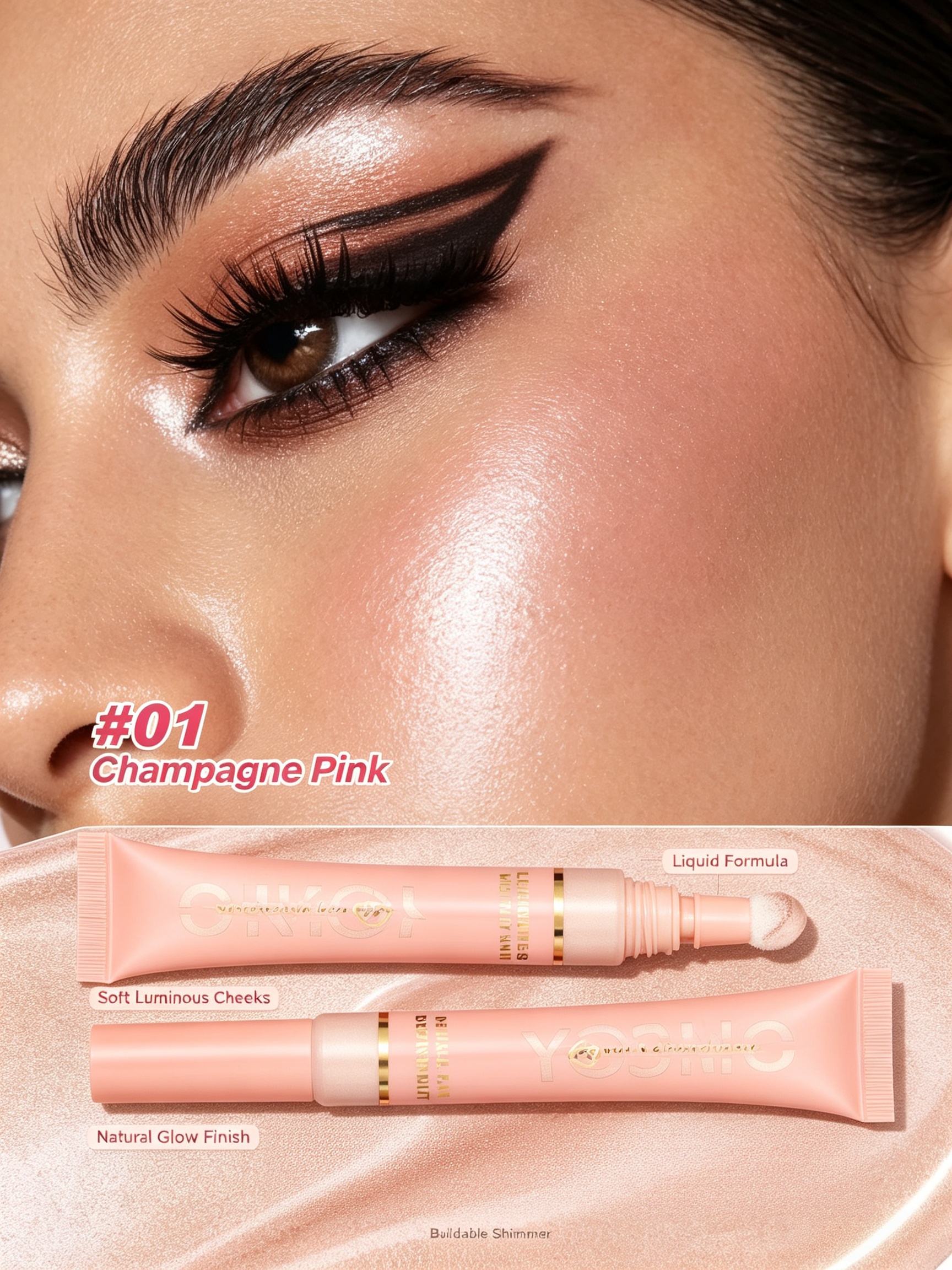 Champagne Pink Liquid Highlighter Wand