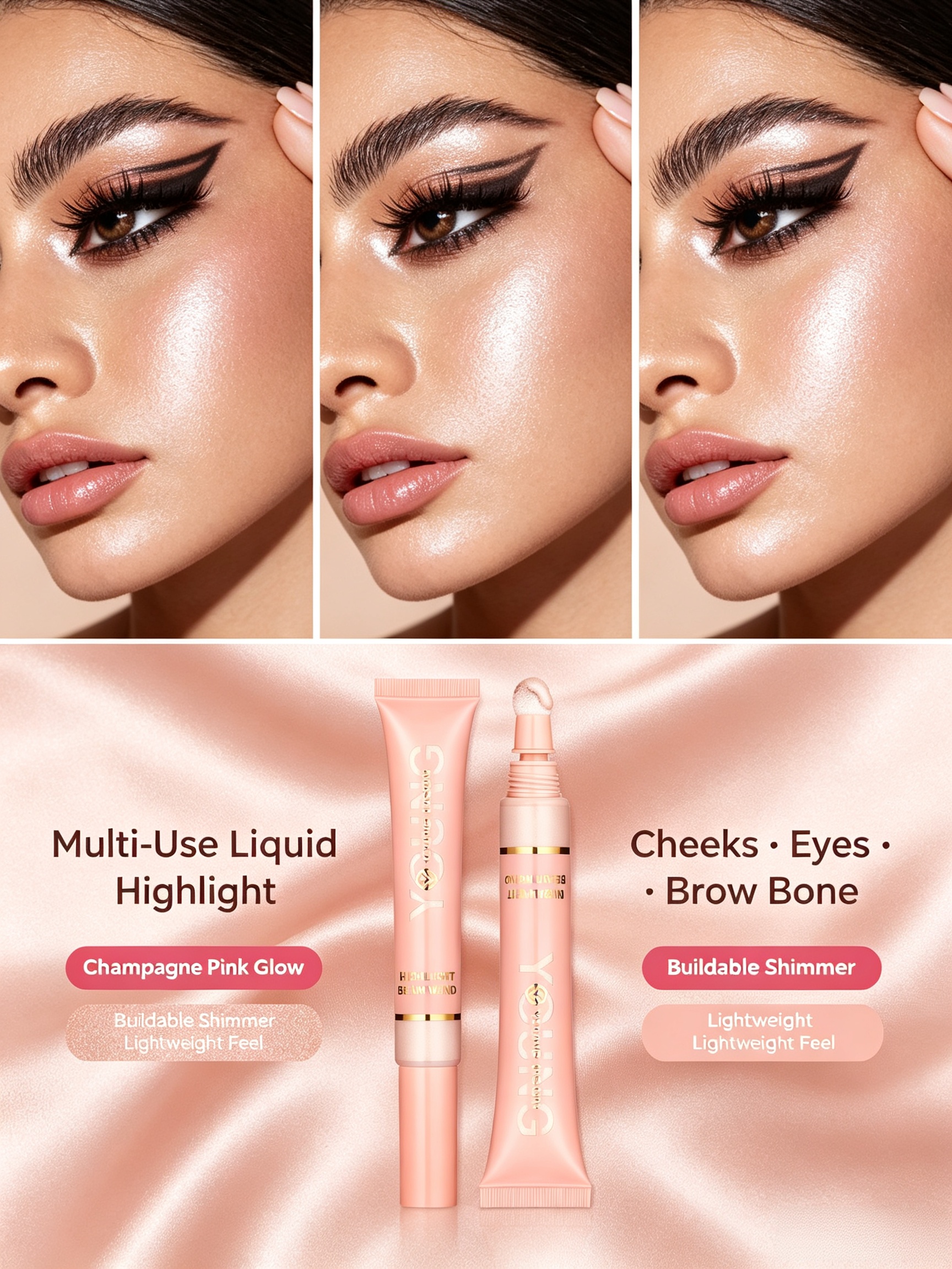 Champagne Pink Liquid Highlighter Wand