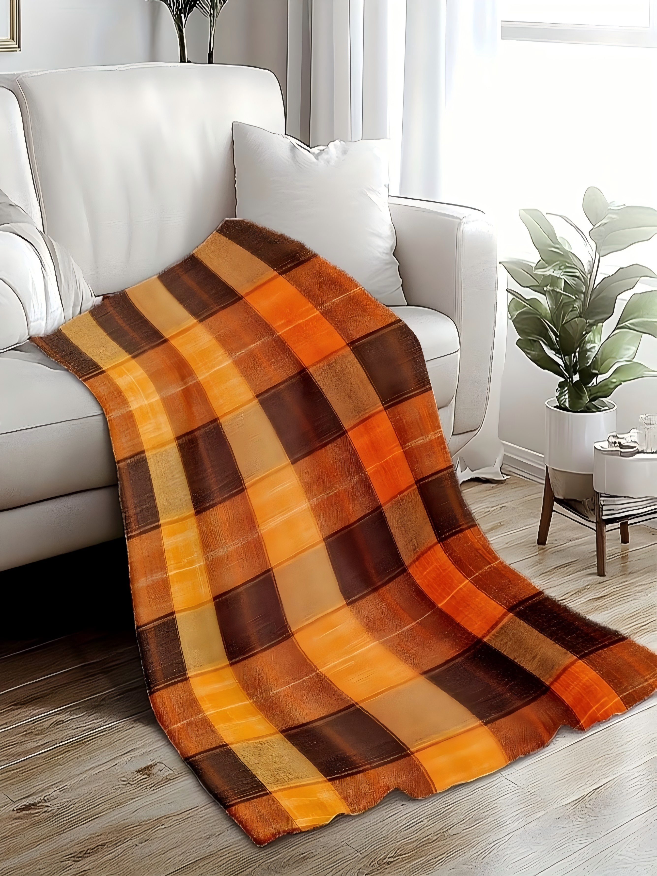 Autumn Plaid Flannel Blanket -  60x80