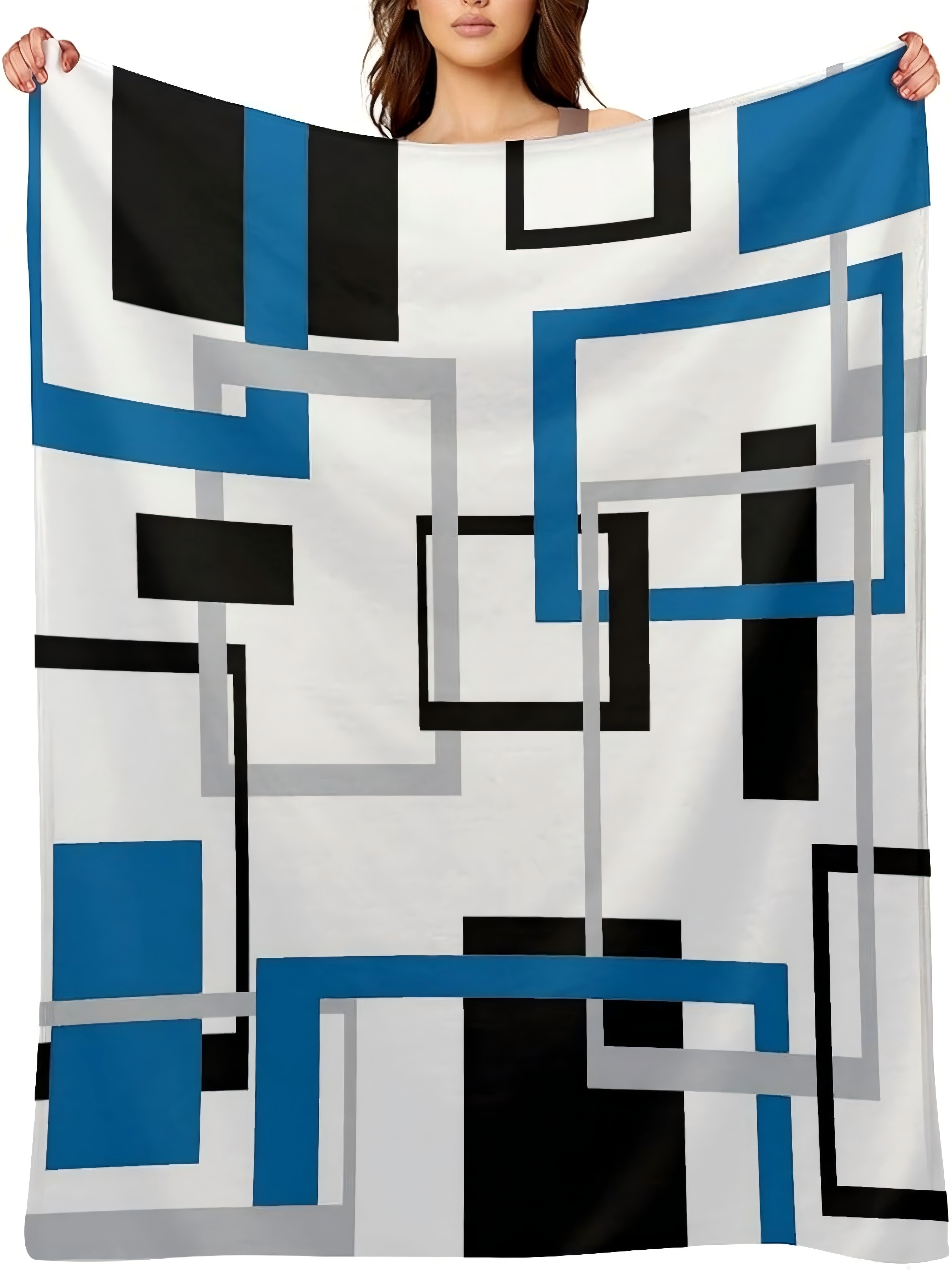 Geometric Square Throw Blanket, 40x50, White Polyester