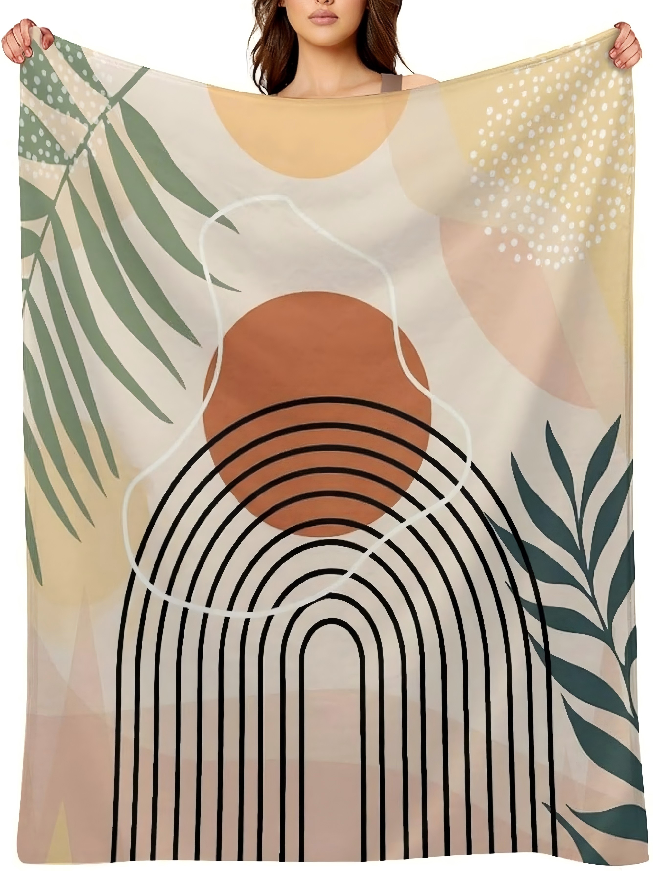 Boho Abstract Botanical Polyester Throw Blanket, 30x40 inch