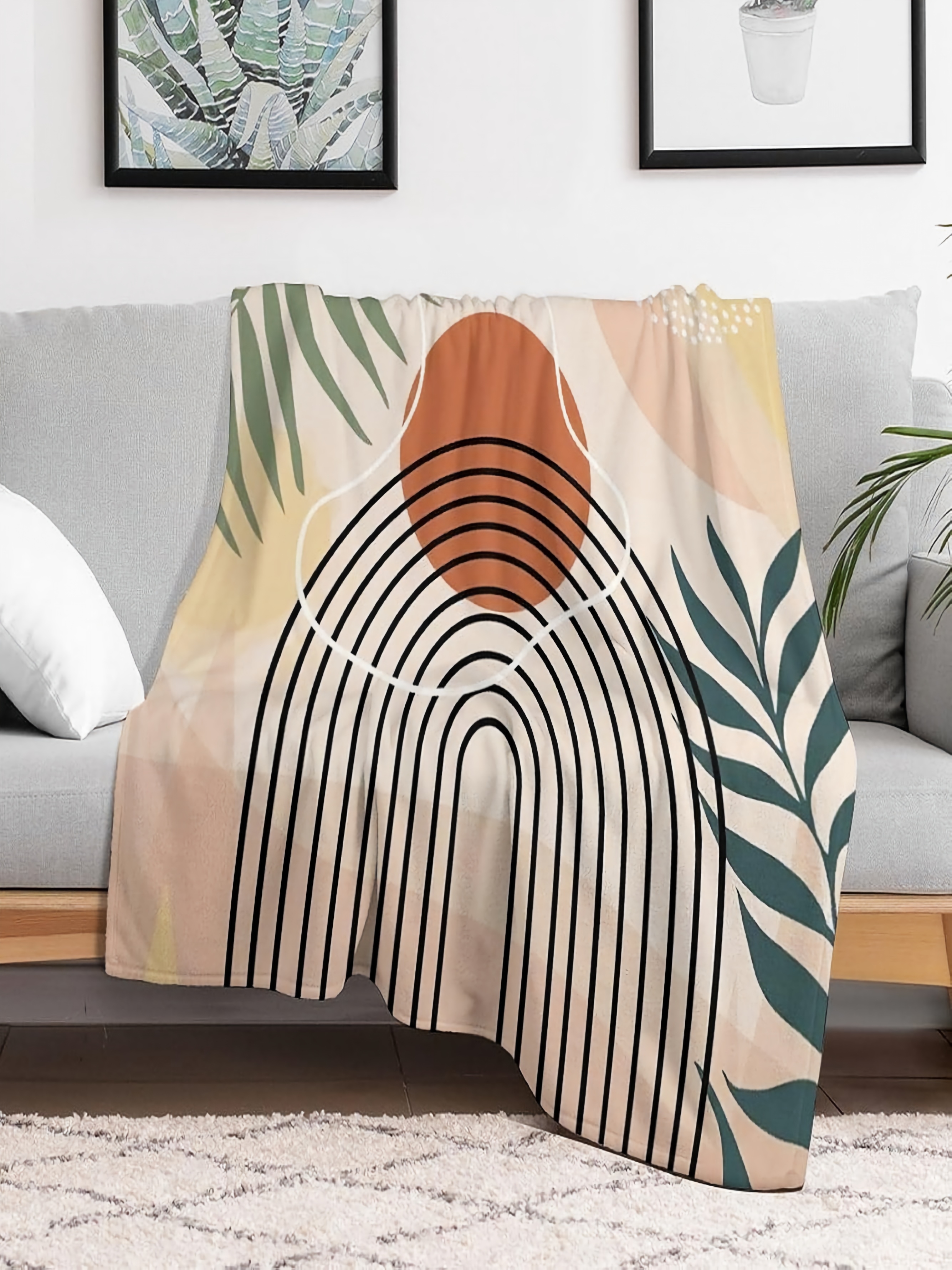 Boho Abstract Botanical Polyester Throw Blanket, 30x40 inch