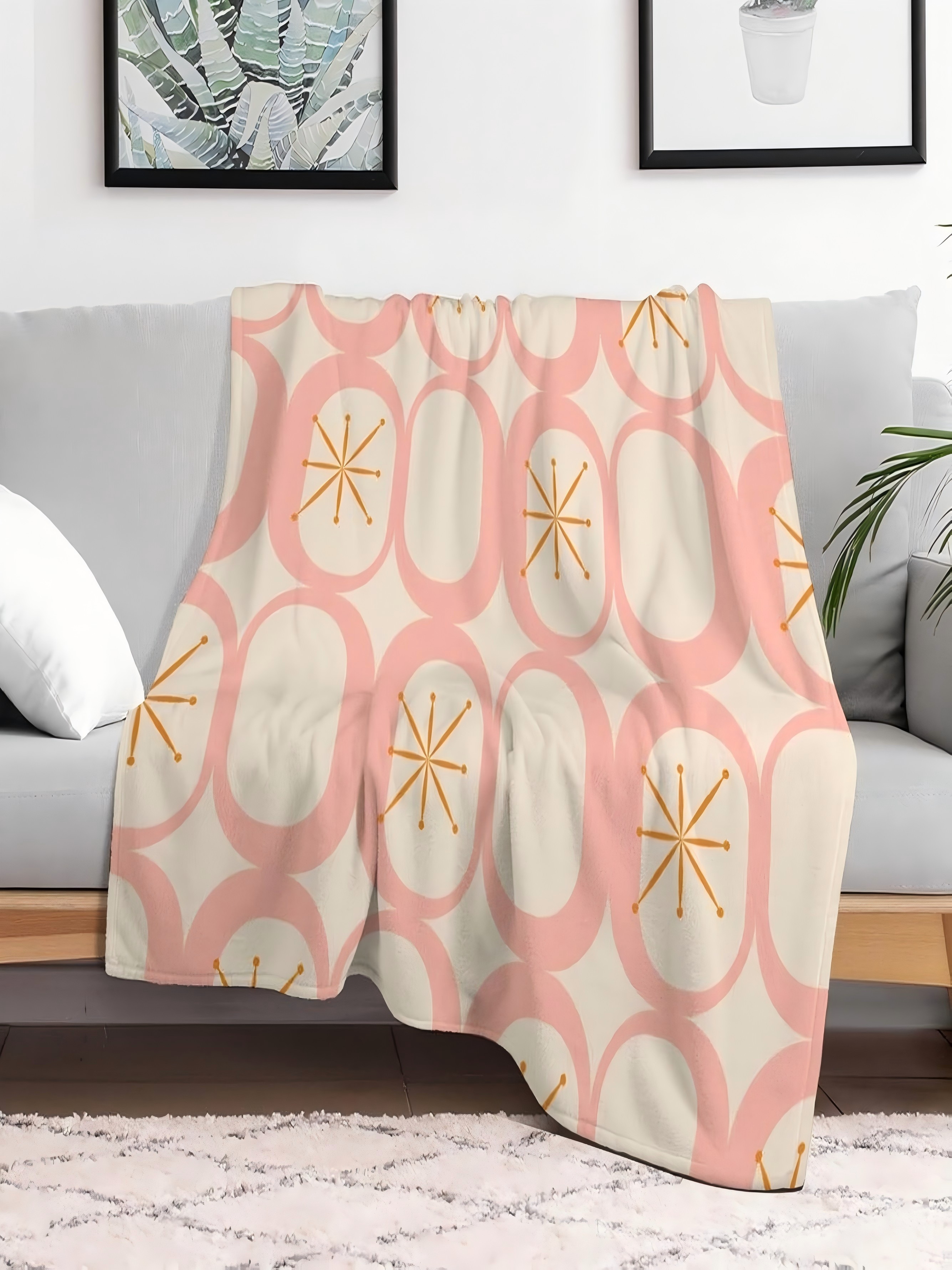 Mid-Century Modern Starburst Pattern Polyester Throw Blanket