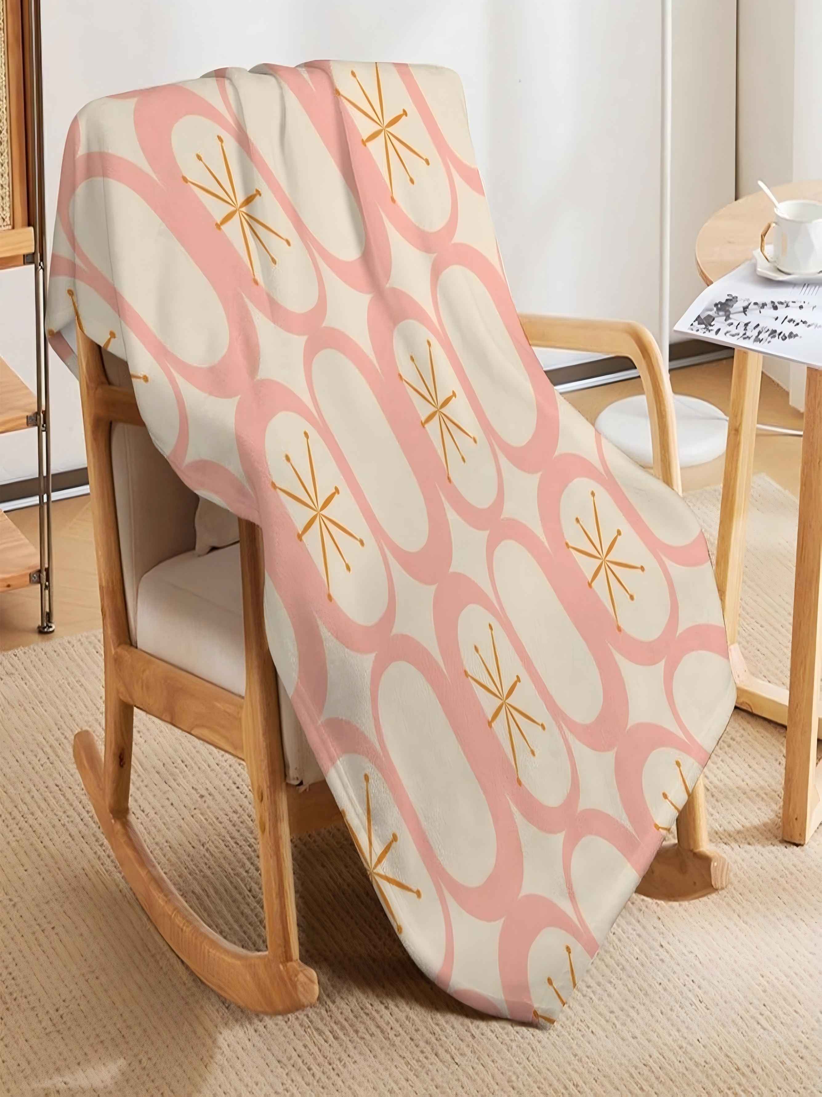 Mid-Century Modern Starburst Pattern Polyester Throw Blanket