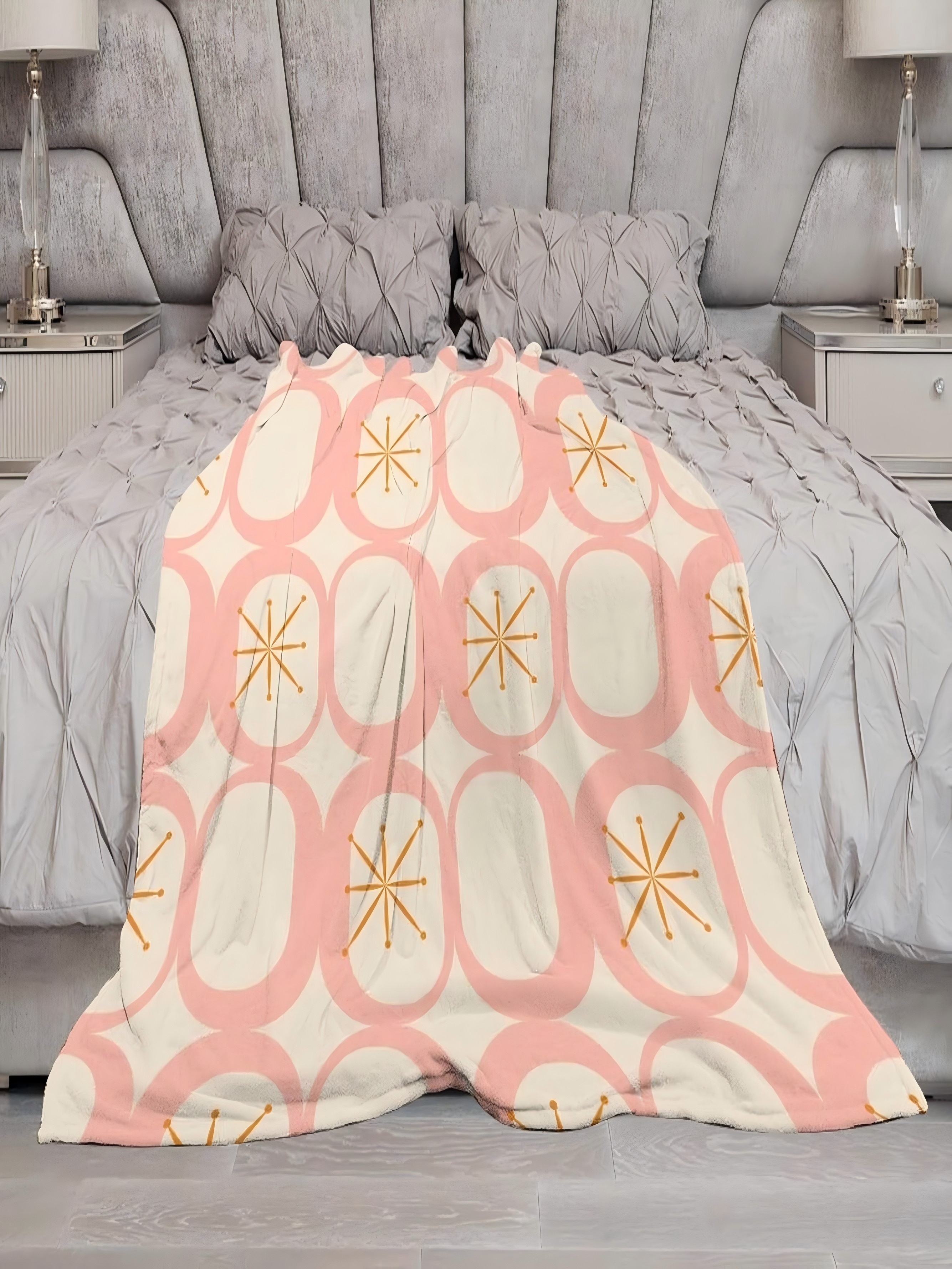 Mid-Century Modern Starburst Pattern Polyester Throw Blanket