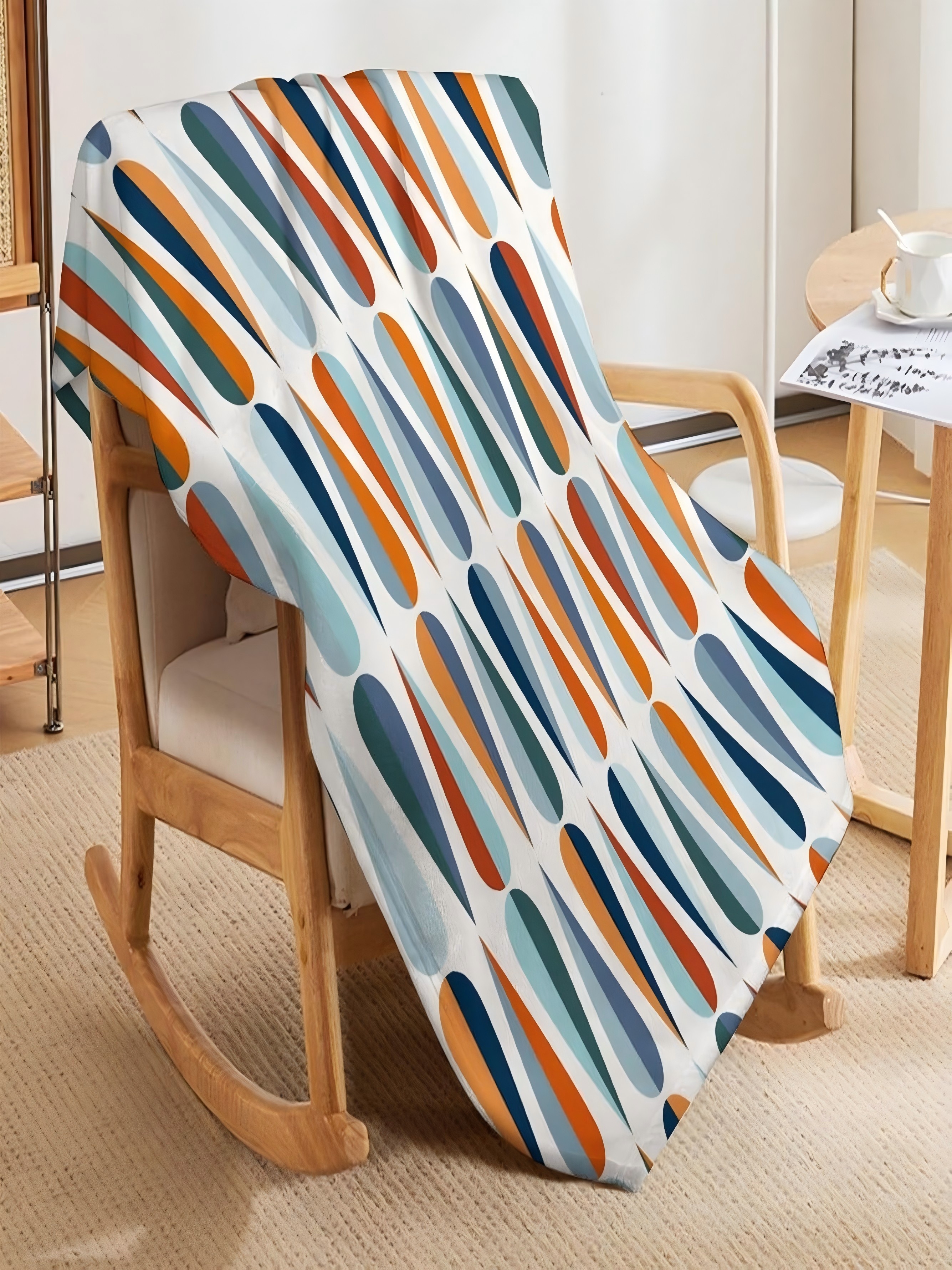 Mid-Century Teardrop Pattern Throw Blanket - 60x80 inch Polyester