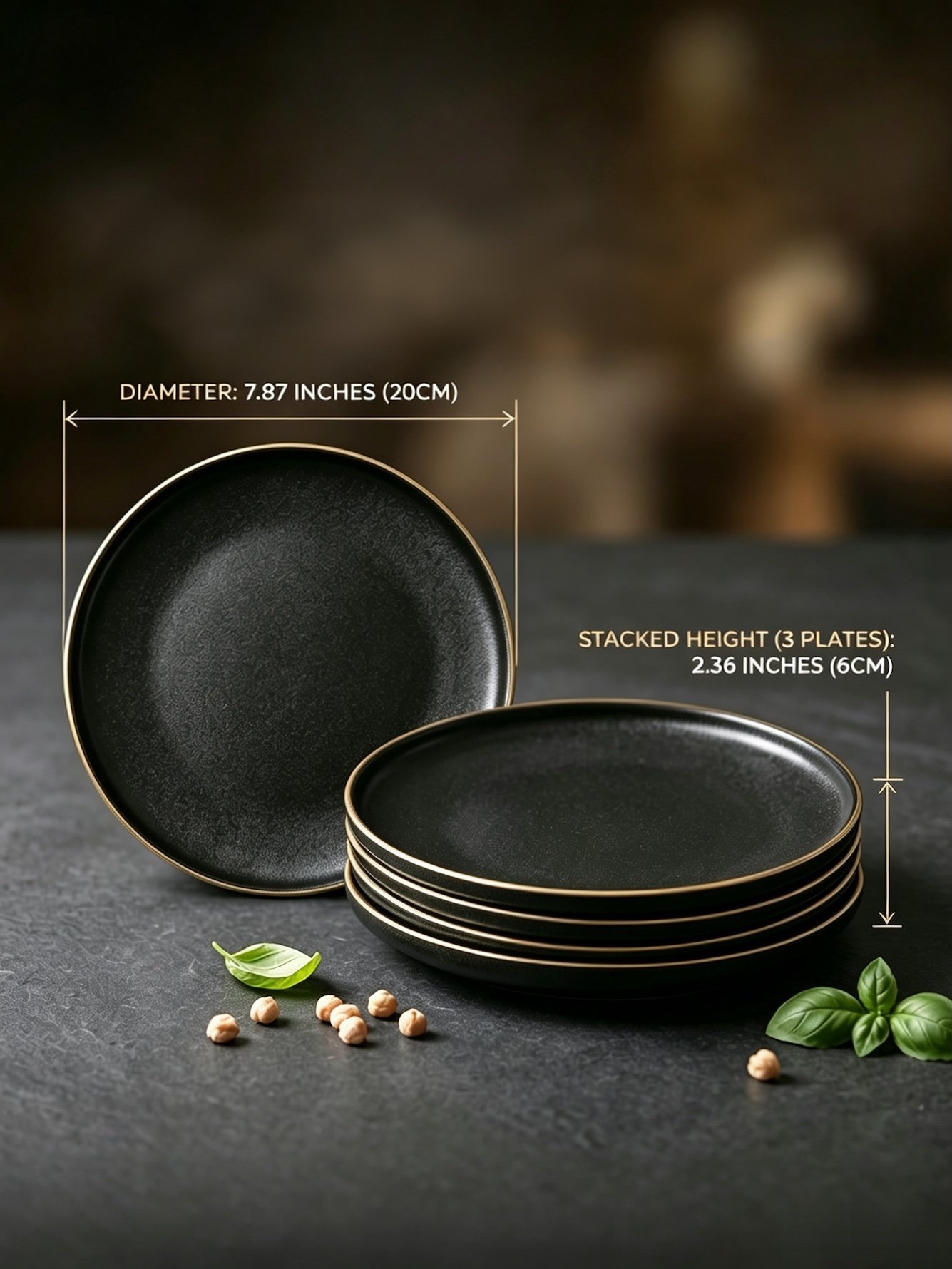 Black Solid Dinner Plates