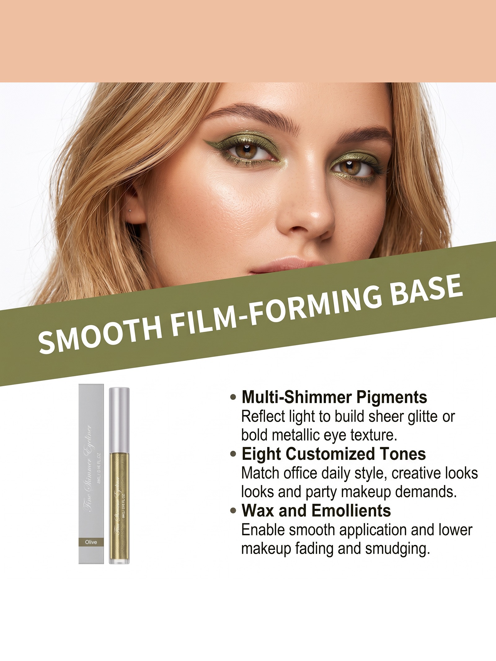 Olive Shimmer Liquid Eyeshadow for Long-Lasting Eye Makeup (4ml)