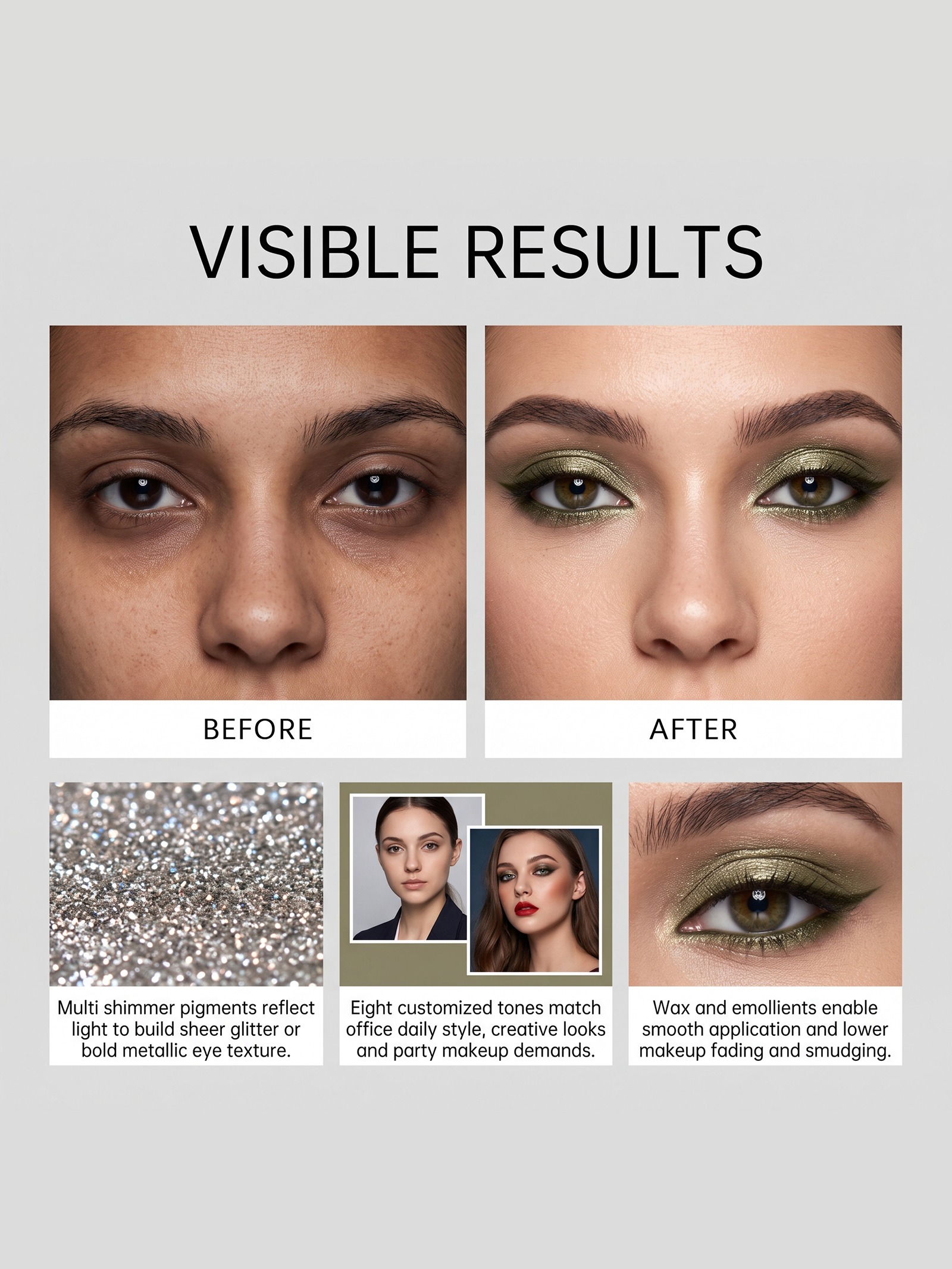 Olive Shimmer Liquid Eyeshadow for Long-Lasting Eye Makeup (4ml)