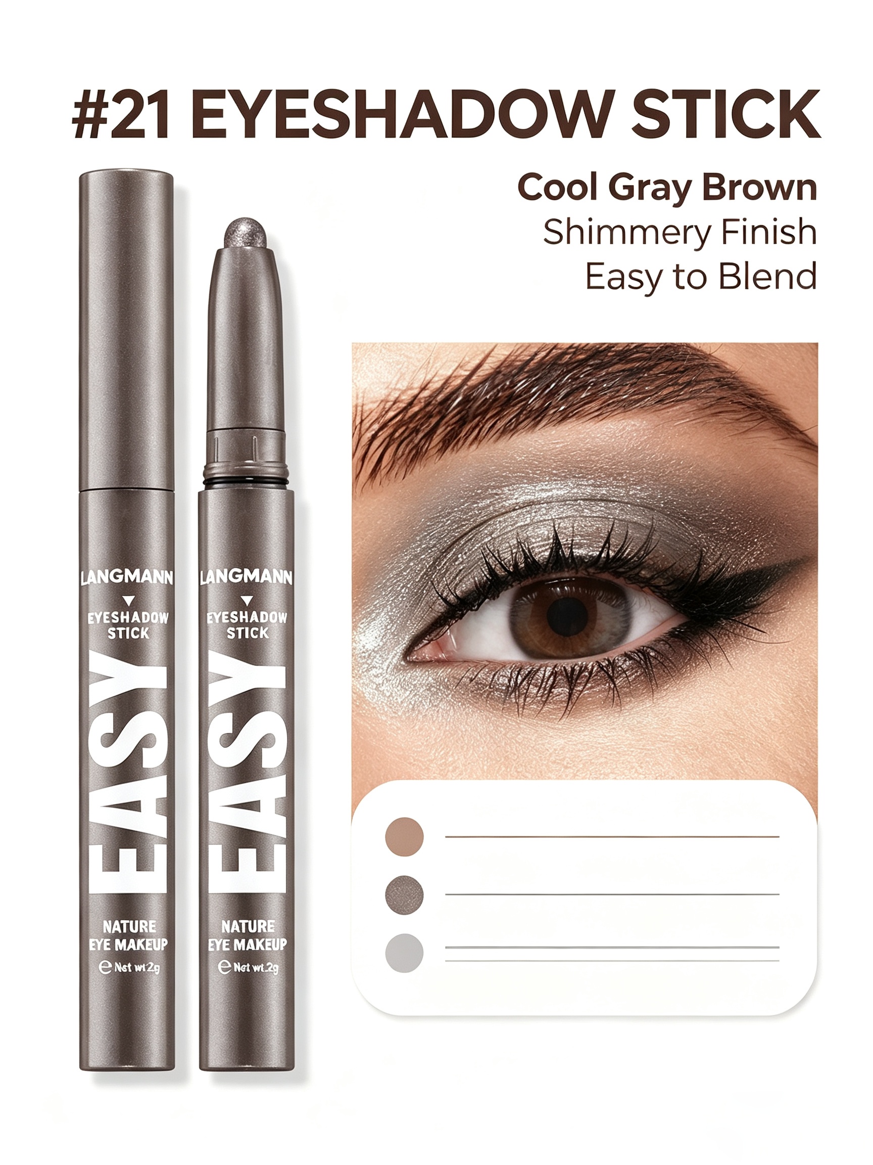 LANGMANN EASY Glitter Bronze Eyeshadow Stick - Korean Beauty Eye Makeup