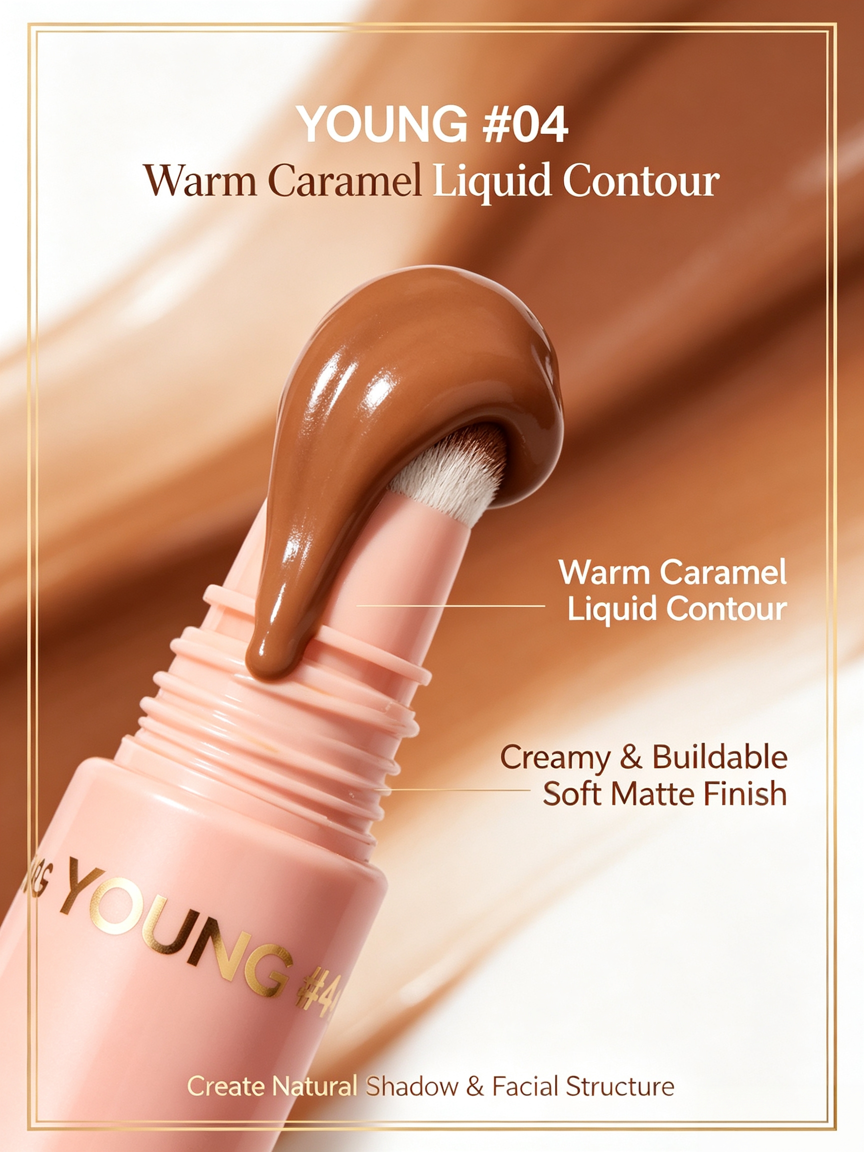 #04 YOUNG VISION Liquid Contour Wand, 10ml Cool?Tone Brown Buildable Cream Contour, Easy?Blend Sculpting Liquid Contour for Defined Facial Structure, Long?Lasting Face Makeup for All Skin Tones