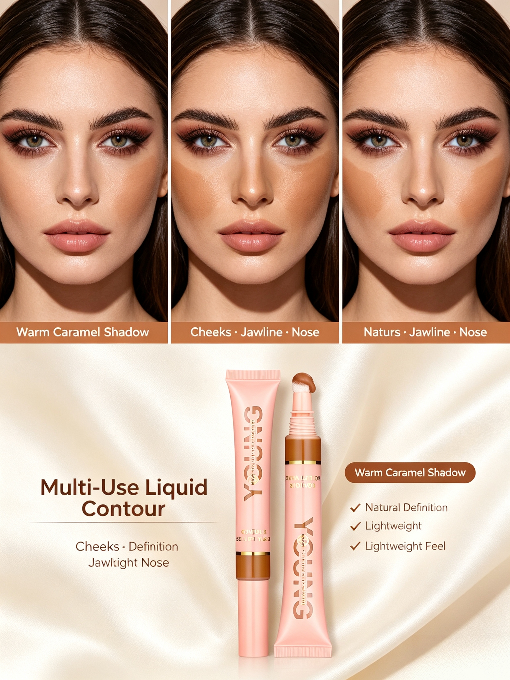 #04 YOUNG VISION Liquid Contour Wand, 10ml Cool?Tone Brown Buildable Cream Contour, Easy?Blend Sculpting Liquid Contour for Defined Facial Structure, Long?Lasting Face Makeup for All Skin Tones