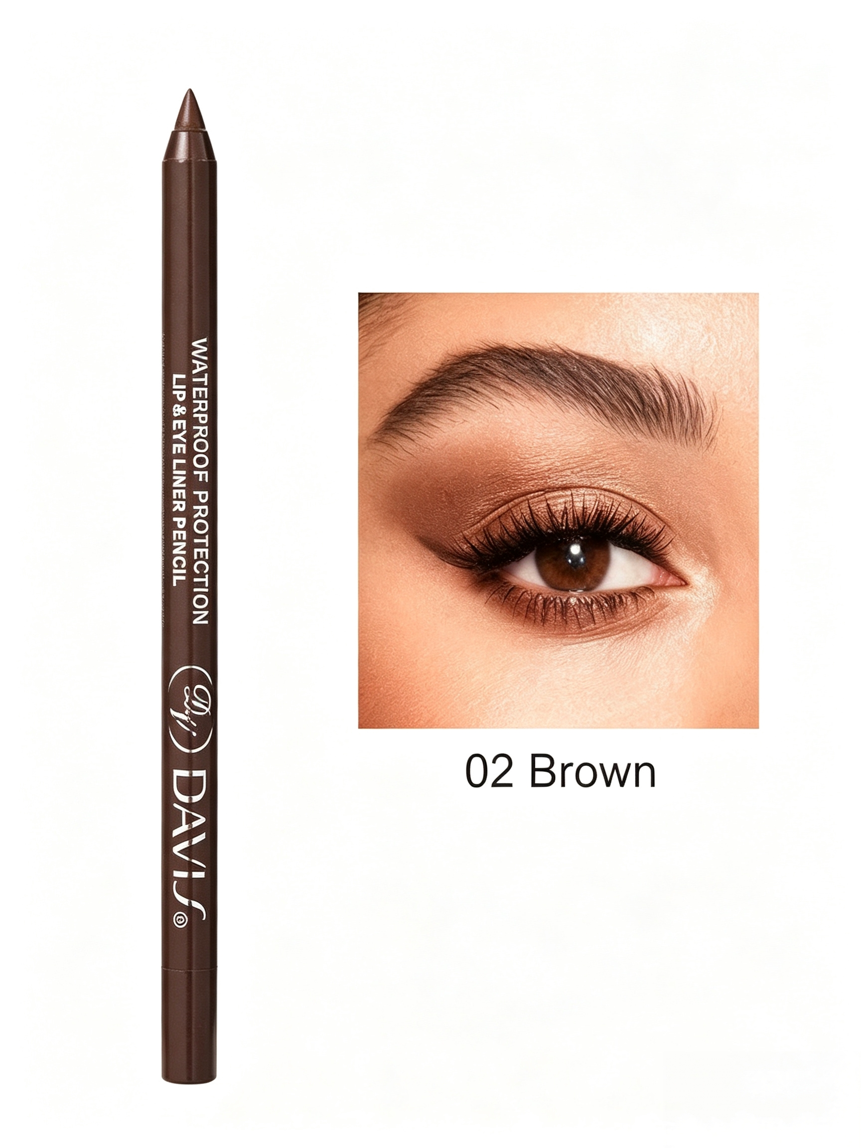 Long-Lasting Brown Eyeliner and Lip Pencil - Waterproof and Shimmer