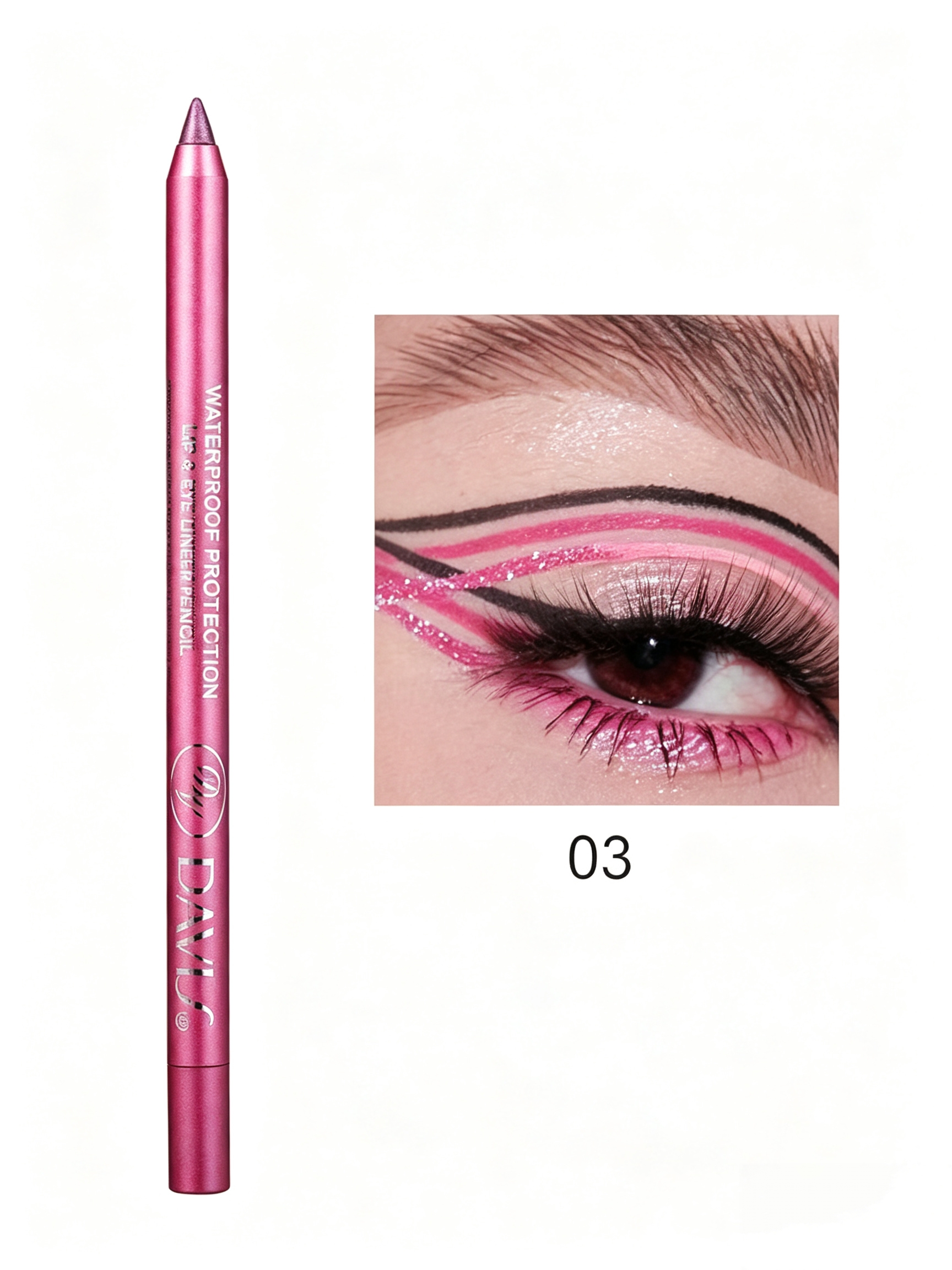 Pink Glitter Waterproof Eyeliner Pencil - Multi-use Eye and Lip Liner